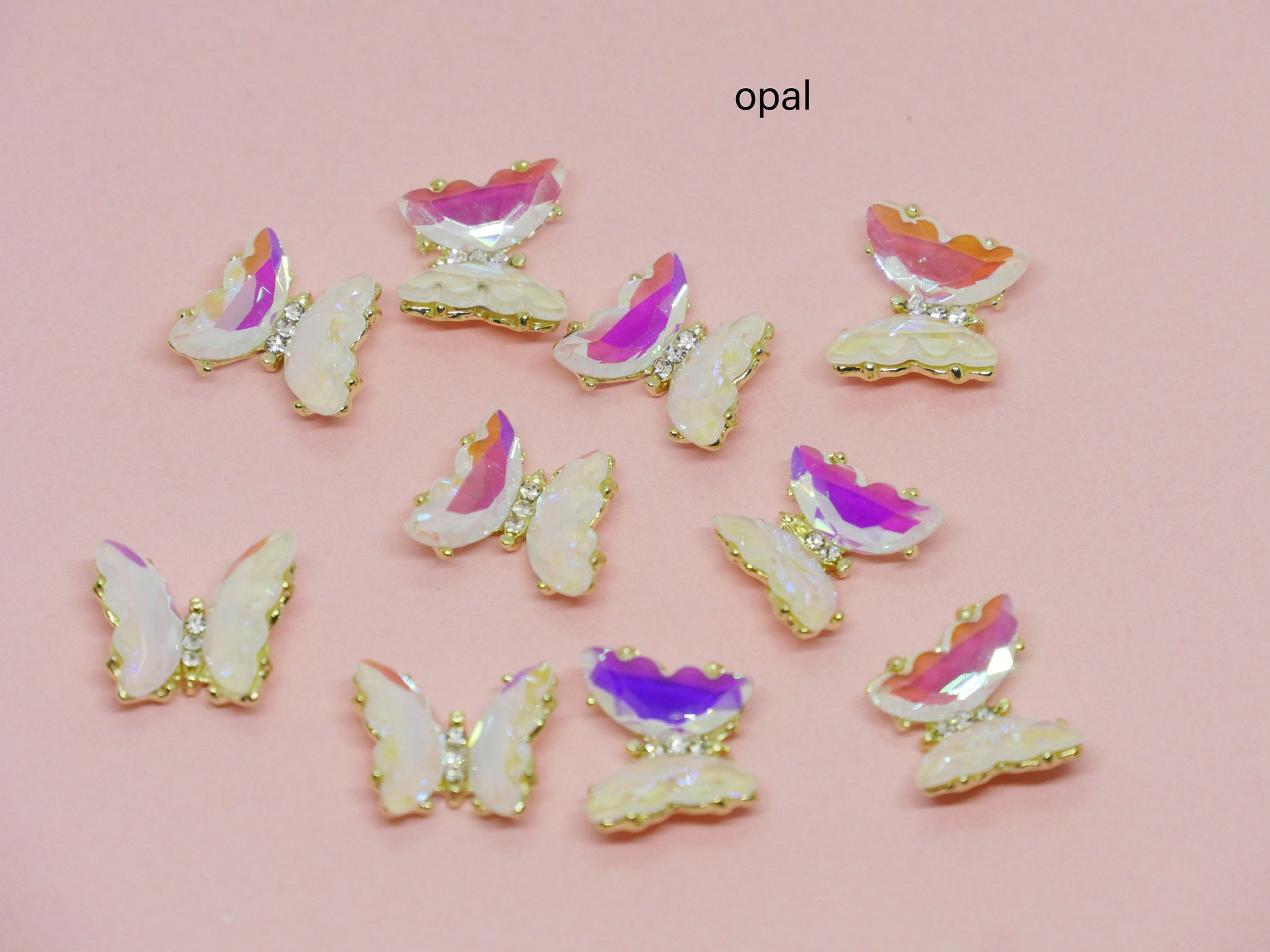 Butterfly 3D Zircon Crystal Nail Ornament Decal/ Clear Pink Red Butterfly Instagram Influencer Nail Jewelry Fairy Tale Nail Art Large Deco