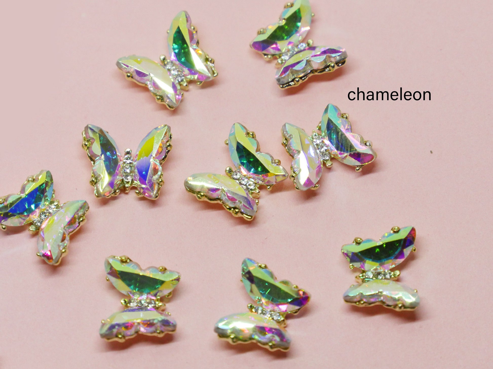 Butterfly 3D Zircon Crystal Nail Ornament Decal/ Clear Pink Red Butterfly Instagram Influencer Nail Jewelry Fairy Tale Nail Art Large Deco