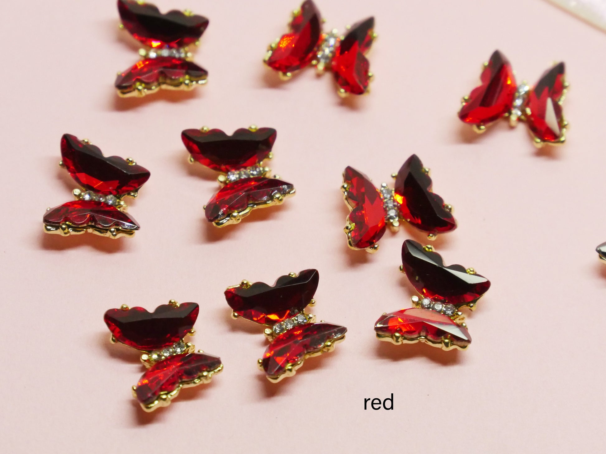 Butterfly 3D Zircon Crystal Nail Ornament Decal/ Clear Pink Red Butterfly Instagram Influencer Nail Jewelry Fairy Tale Nail Art Large Deco