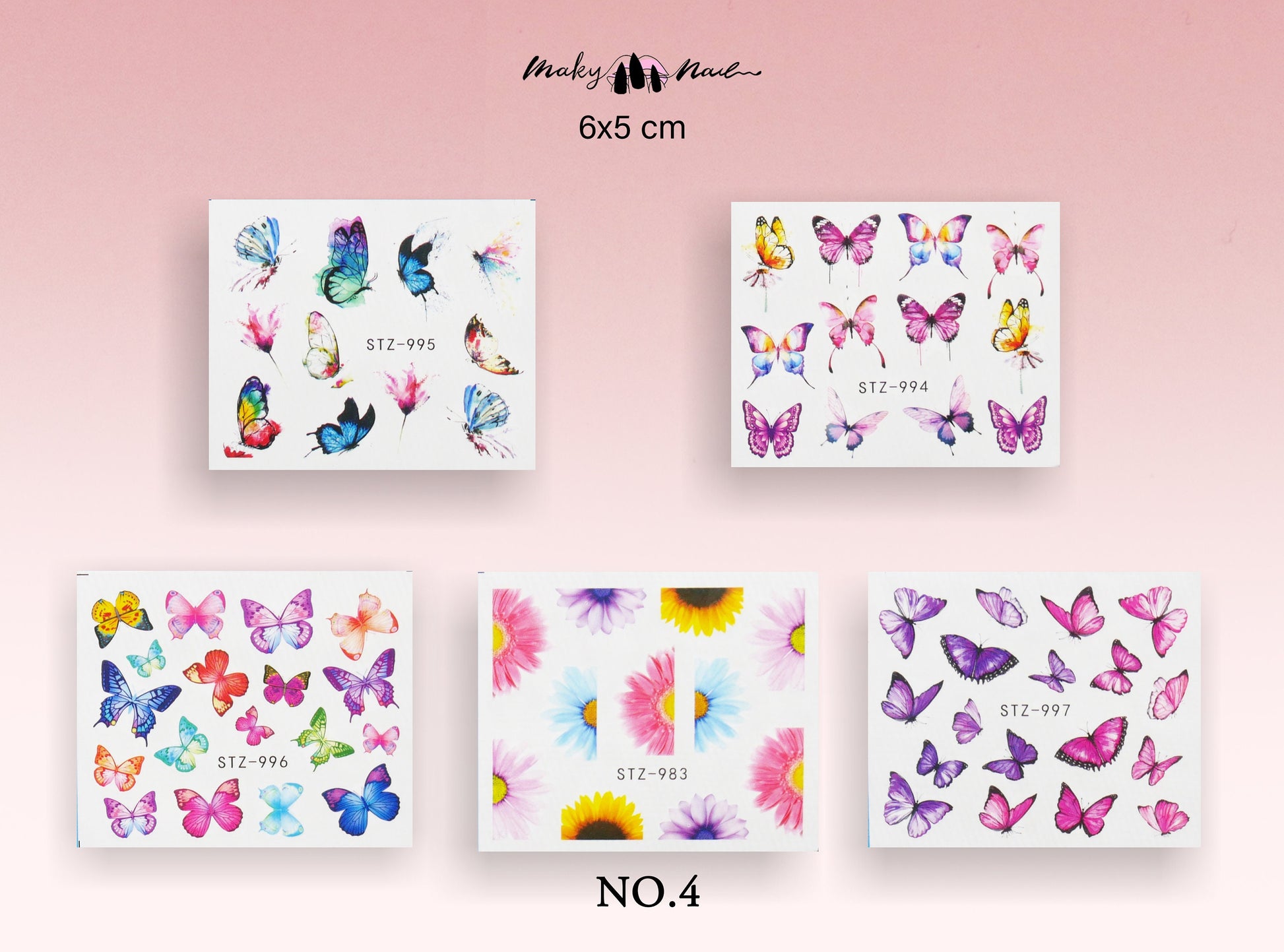 5pcs Butterfly Nail Tattoos/ Blue Morpho Monarch Water transfer nail sticker/ Fairy Tale Theme nail sticker Tattoos/ Nail decal supply