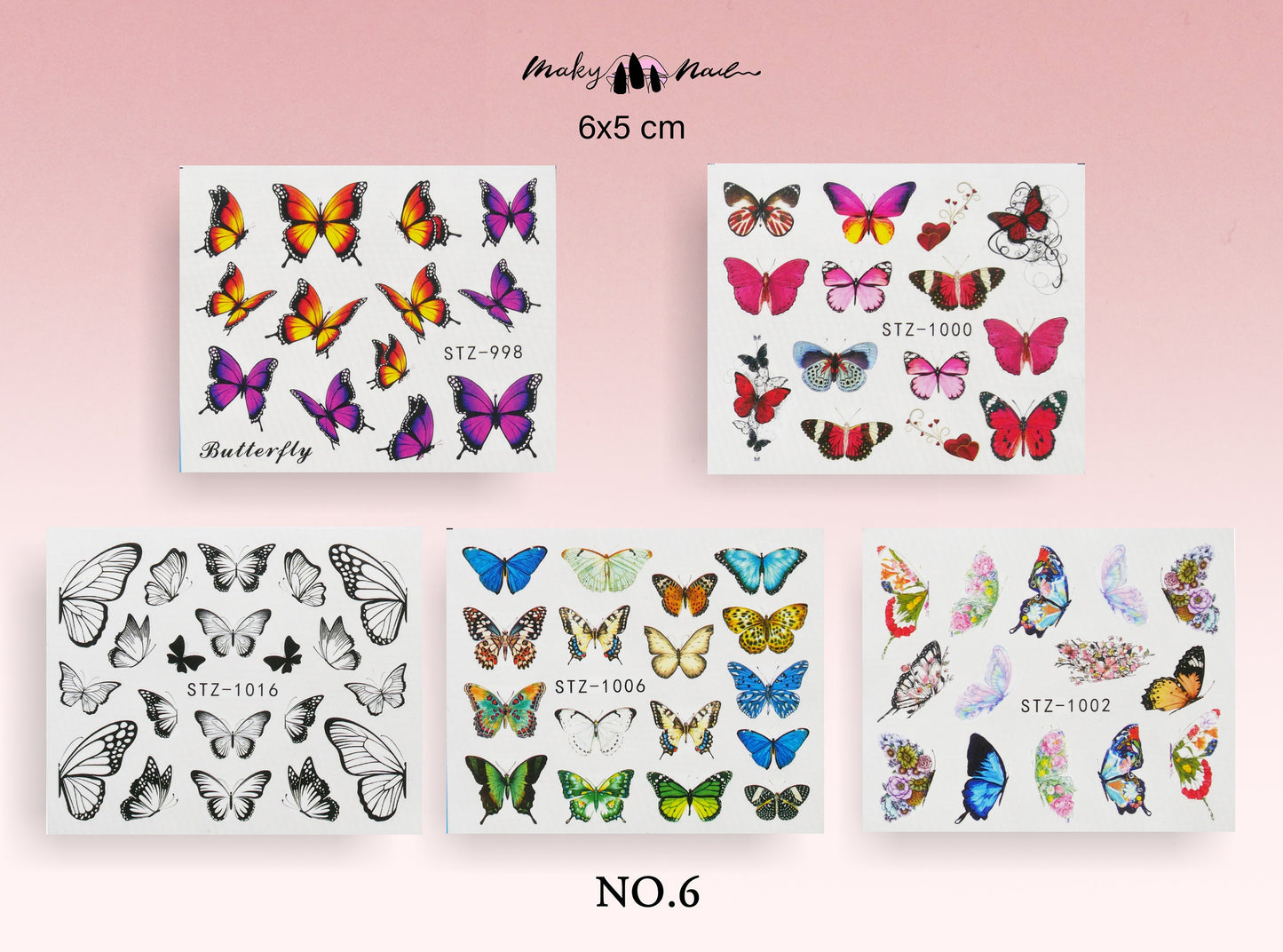 5pcs Butterfly Nail Tattoos/ Blue Morpho Monarch Water transfer nail sticker/ Fairy Tale Theme nail sticker Tattoos/ Nail decal supply