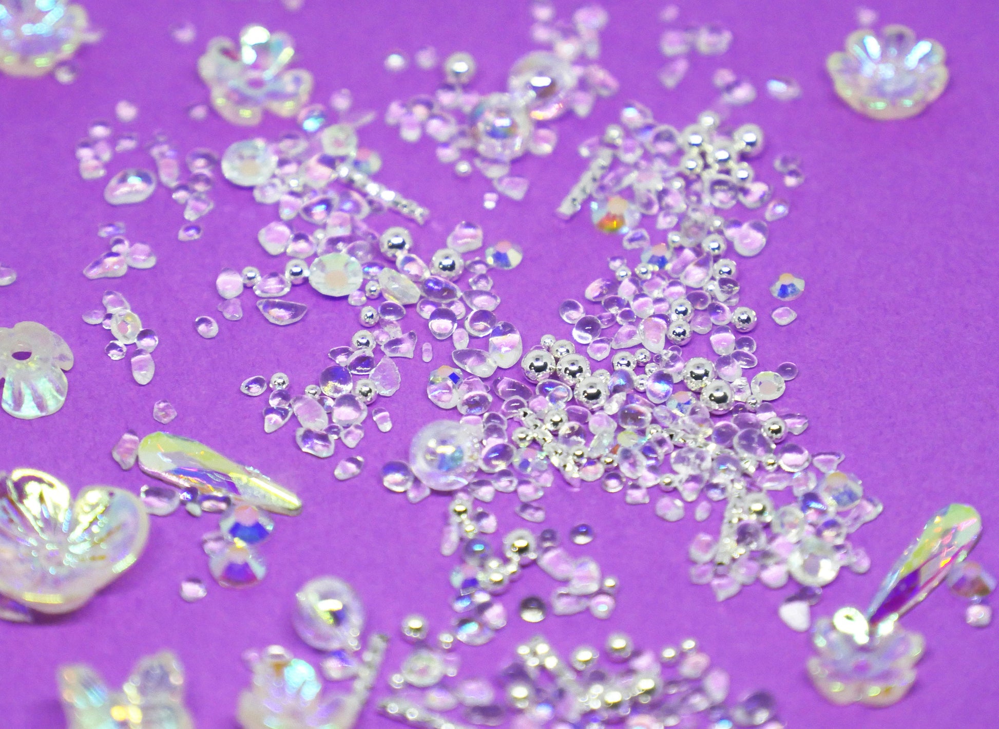 Mixed Aurora Halo Floral Nail Art Manicure Crafts DIY/ Caviar Bubble beads nail decoration
