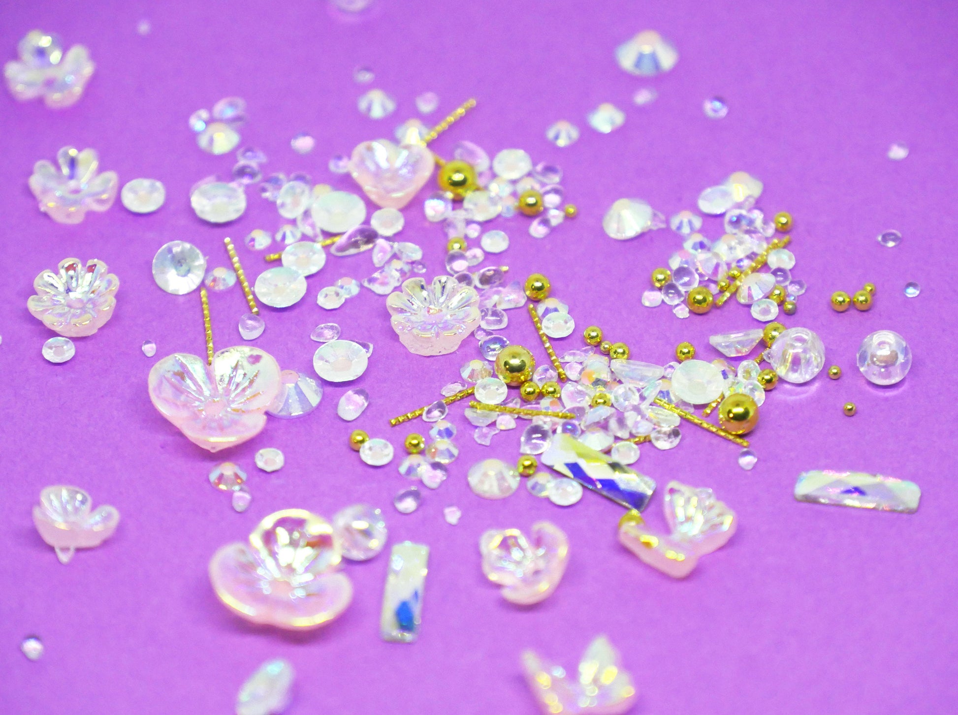 Mixed Aurora Halo Floral Nail Art Manicure Crafts DIY/ Caviar Bubble beads nail decoration