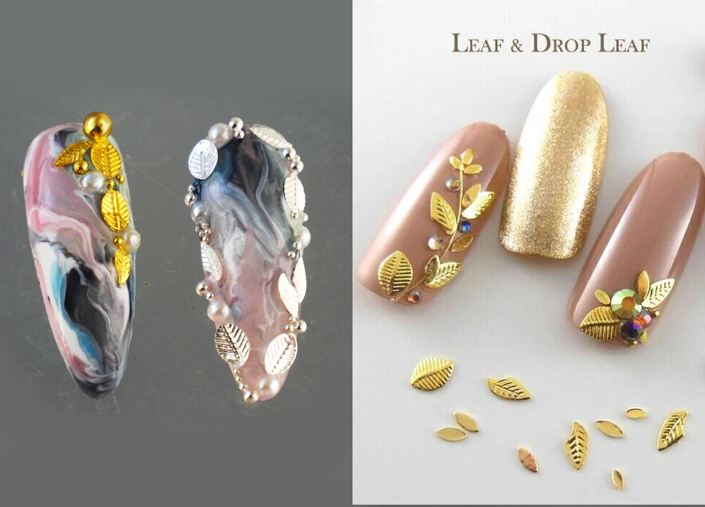 20 pcs leaf nail charm/ gold leaves UV resin supply
