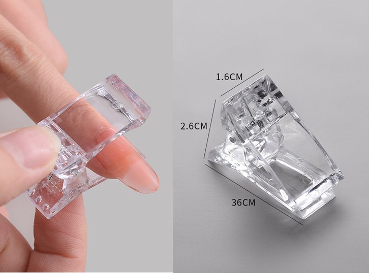 2 pcs Acrylic Nail Pinching Clip for Nail Extension Reusable Clear Nail Gel Anti-overflow Stabilizer Quick Building Nail Tips Manicure tool