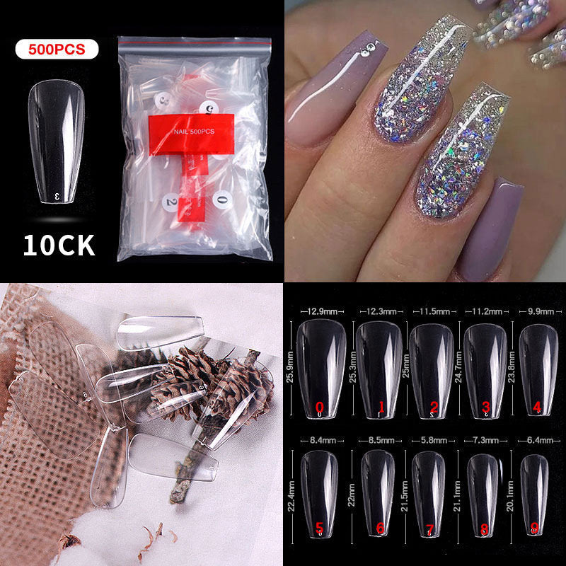 500 pcs Full Cover Coffin False Fake Nails Tips Manicure nail well tips/ Clear full Acrylic UV Gel Manicure Nail Tips