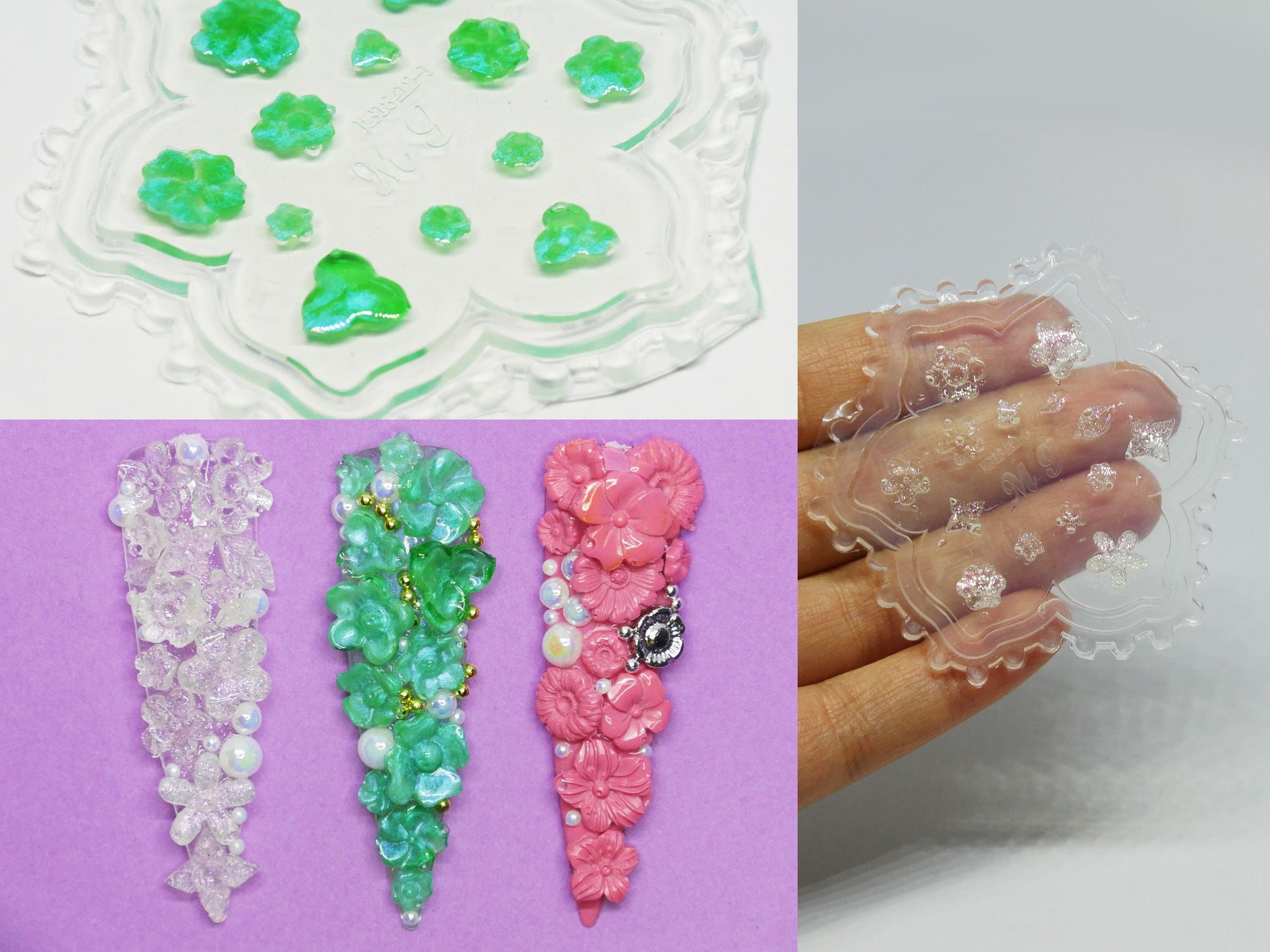 Floral 3D Acrylic Mold for Nail Art DIY Decoration Design/ UV gel Sculpture Mold Silicone Flower leaf Template Manicure