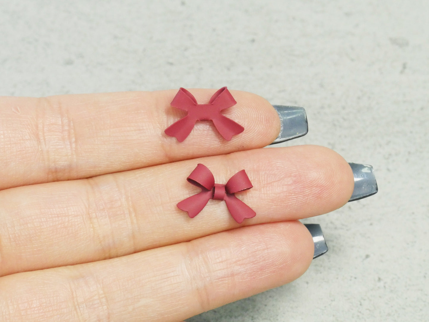 3D Matte Bowtie Nail Charm Metallic Medium size nail decals/ White Black Nail polish UV gel supply Instagram Pinterest Nail Inspiration