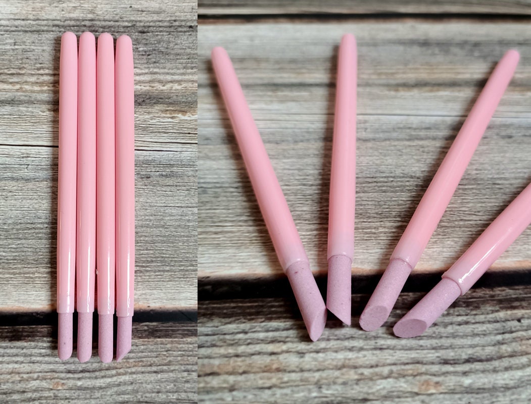 2 pcs Nail quartz Care Buffer Buffing Sanding stick pen/ Quartz Cuticle Pusher/ Stone Nail File Buffer Sanding Block V-shaped Nail Grinding