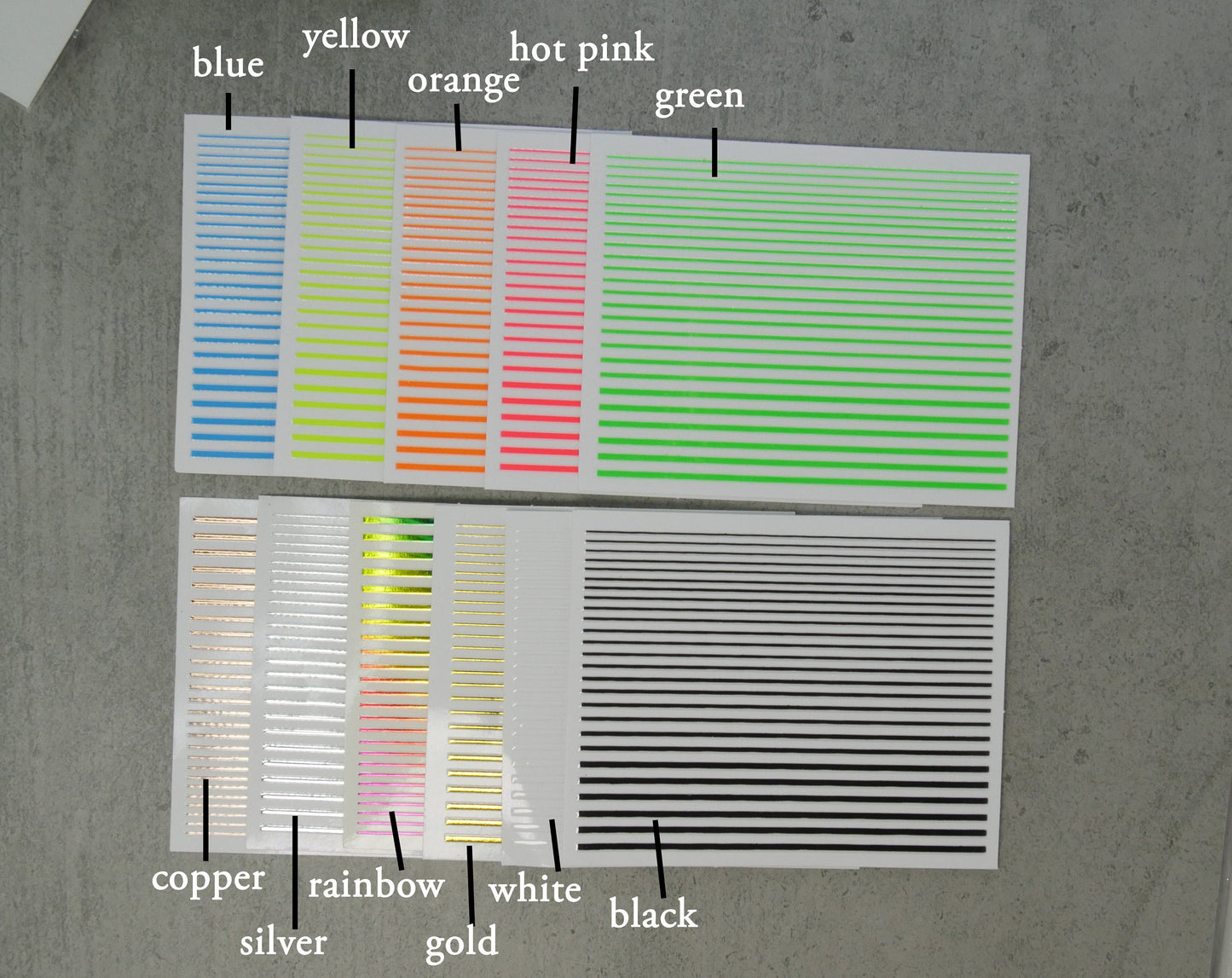 Multi size Stripe Line nail sticker/ Thin Lining Line art nail Self Adhesive Decals/ Peel off silver gold white black  stickers