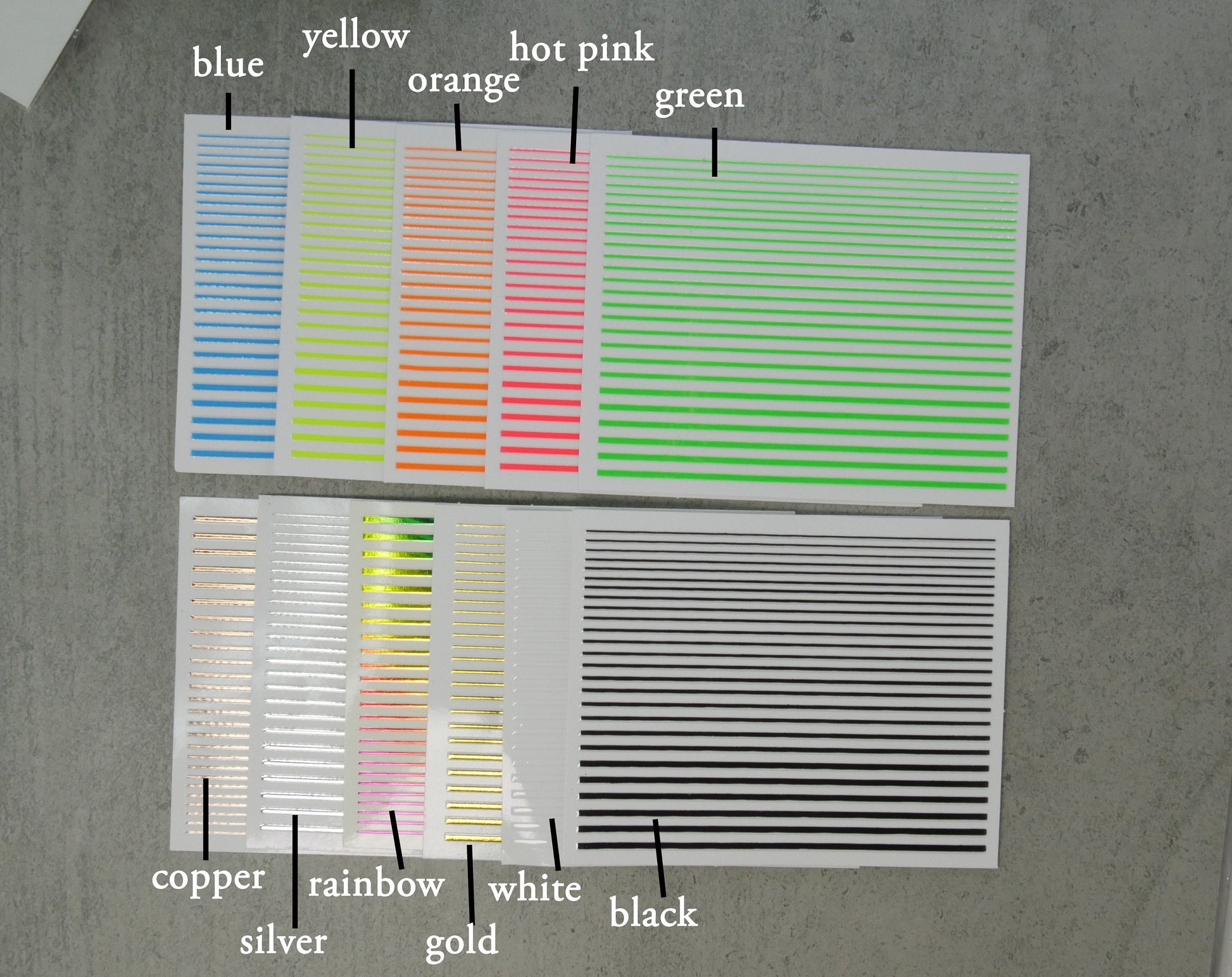 Multi size Stripe Line nail sticker/ Thin Lining Line art nail Self Adhesive Decals/ Peel off silver gold white black  stickers