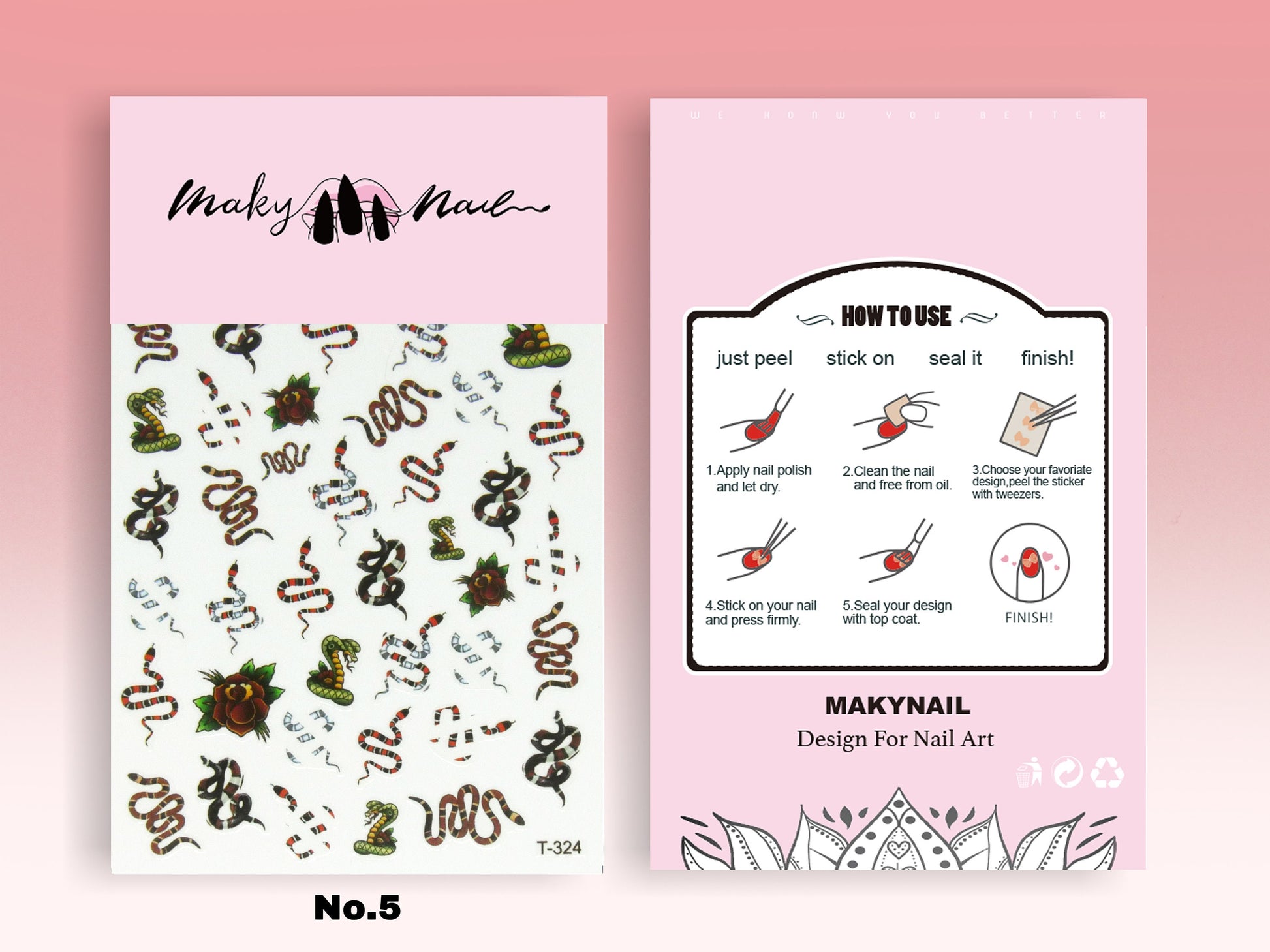 Snake Nail Stickers/ Rattlesnake Ultra Thin Pro Totem 3D Nail Art Stickers Self Adhesive Decals
