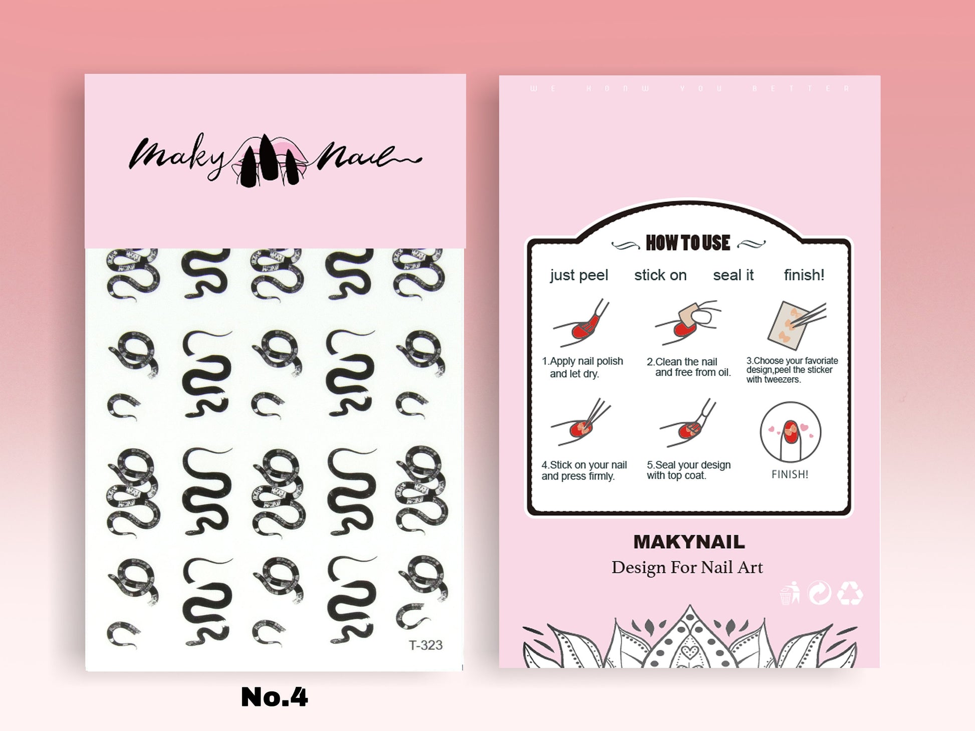 Snake Nail Stickers/ Rattlesnake Ultra Thin Pro Totem 3D Nail Art Stickers Self Adhesive Decals