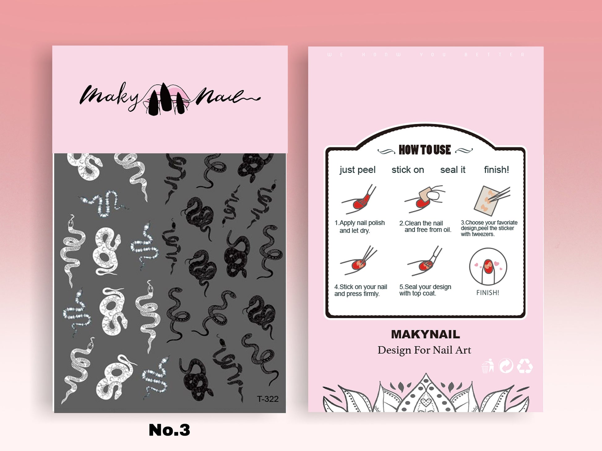Snake Nail Stickers/ Rattlesnake Ultra Thin Pro Totem 3D Nail Art Stickers Self Adhesive Decals