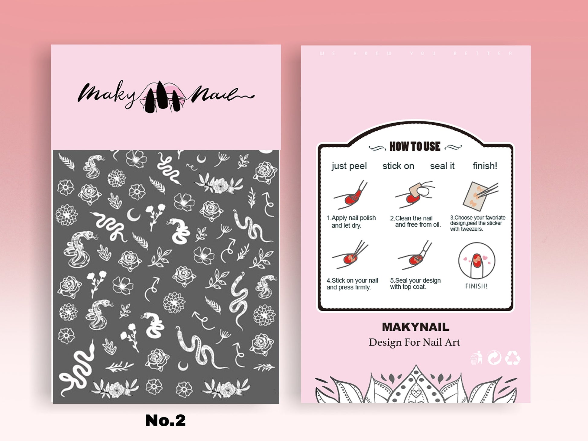 Snake Nail Stickers/ Rattlesnake Ultra Thin Pro Totem 3D Nail Art Stickers Self Adhesive Decals