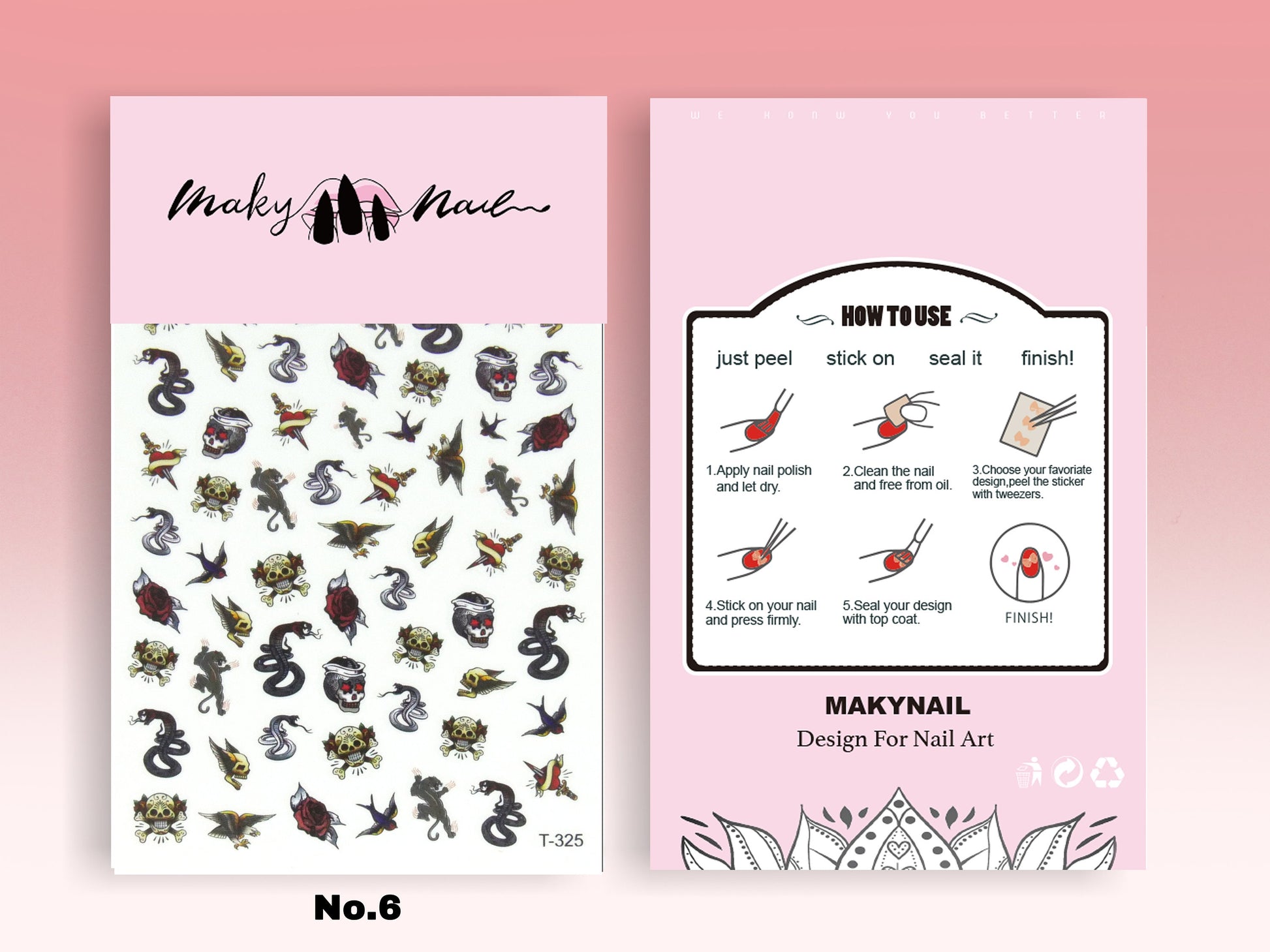 Snake Nail Stickers/ Rattlesnake Ultra Thin Pro Totem 3D Nail Art Stickers Self Adhesive Decals