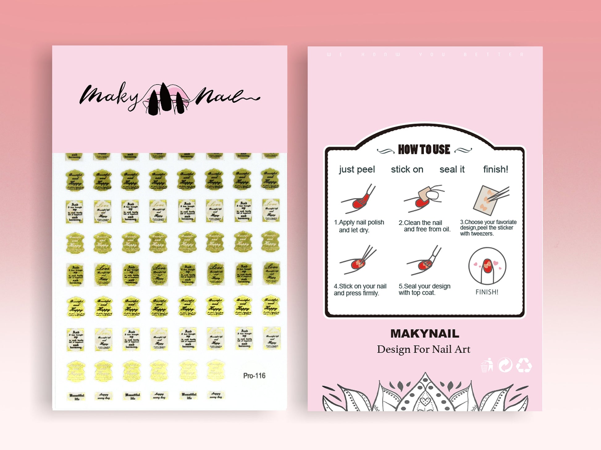 Ultra Thin Nail Sticker/ Golden Stripe Nail Art Pro Stickers Self Adhesive Decals/ English Phrases Nail Metallic Lining Postmark Gold Tags
