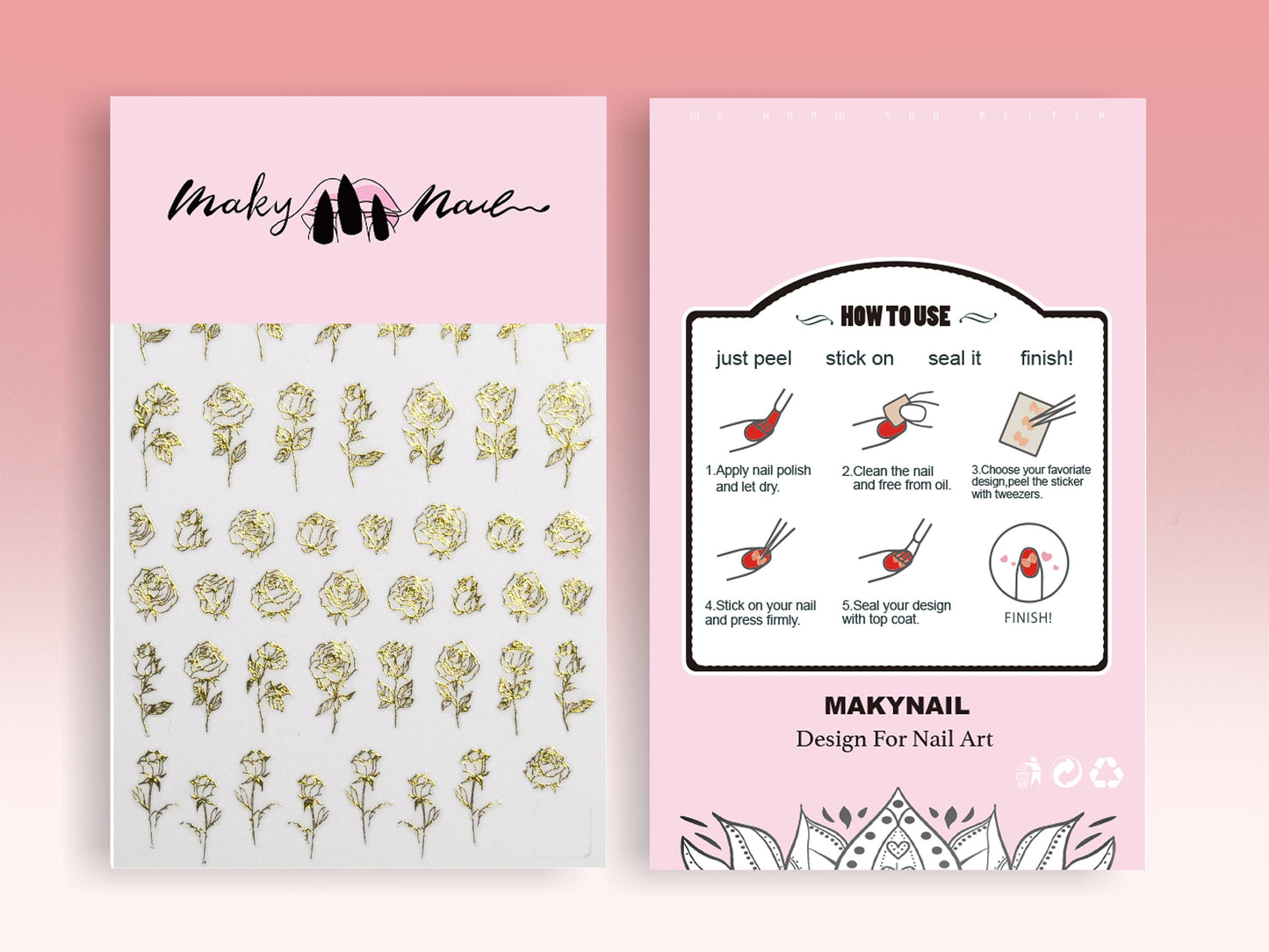 Embossed Rose Sticker Nail Art