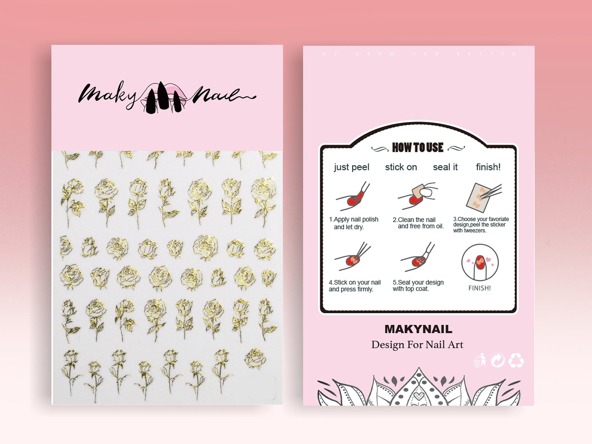 Embossed Rose Sticker Nail Art