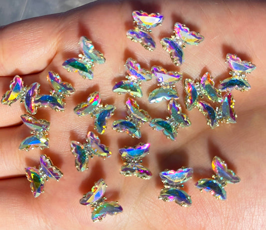 Butterfly 3D Zircon Crystal Nail Ornament Decal/ Clear Pink Red Butterfly Instagram Influencer Nail Jewelry Fairy Tale Nail Art Large Deco