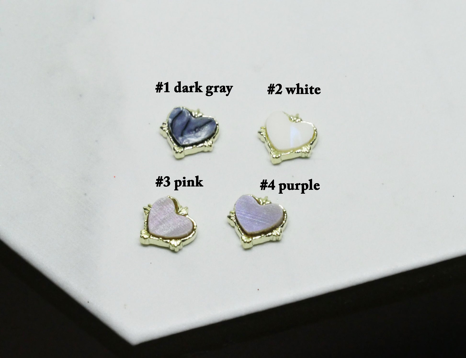 4pcs Heart Gold plated Nail Charms Nail art Jewelry Accessories Decal shell charm Pinctada albina Heart shaped Nail polish supplies