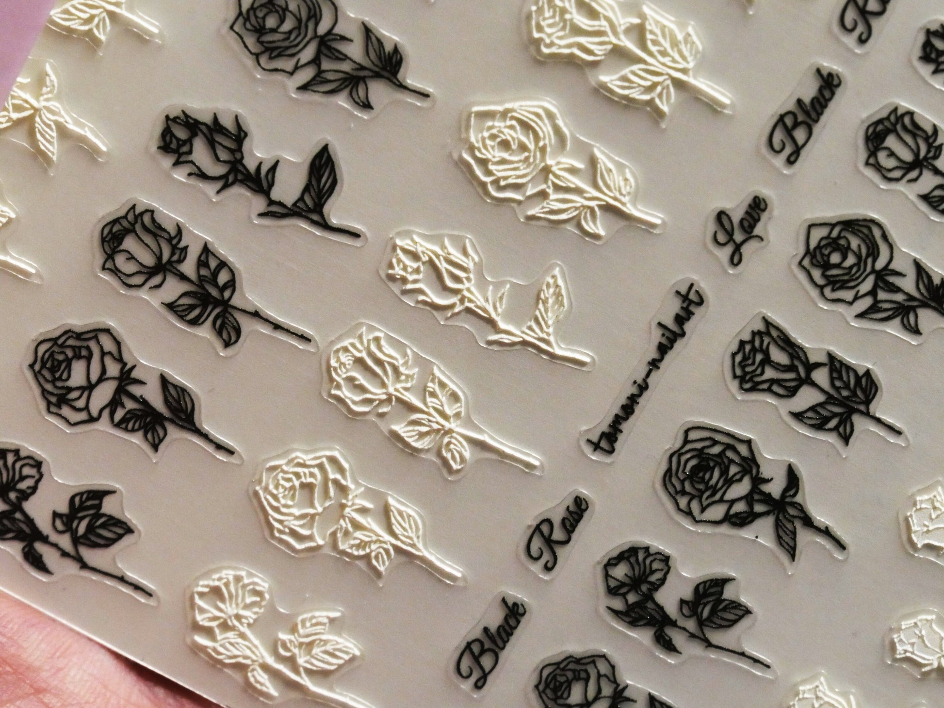 Embossed Rose Sticker Nail Art