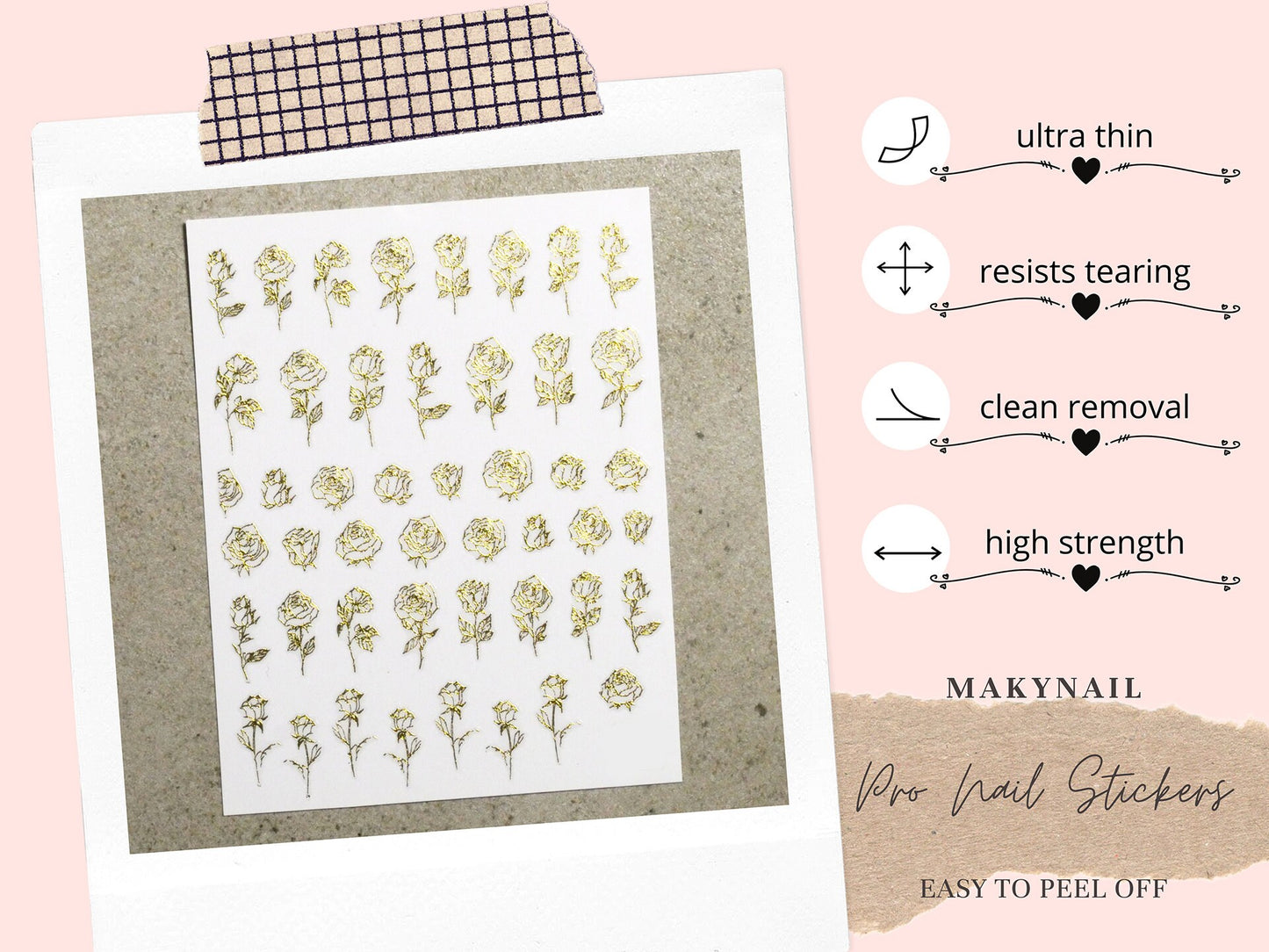 Embossed Rose Sticker Nail Art