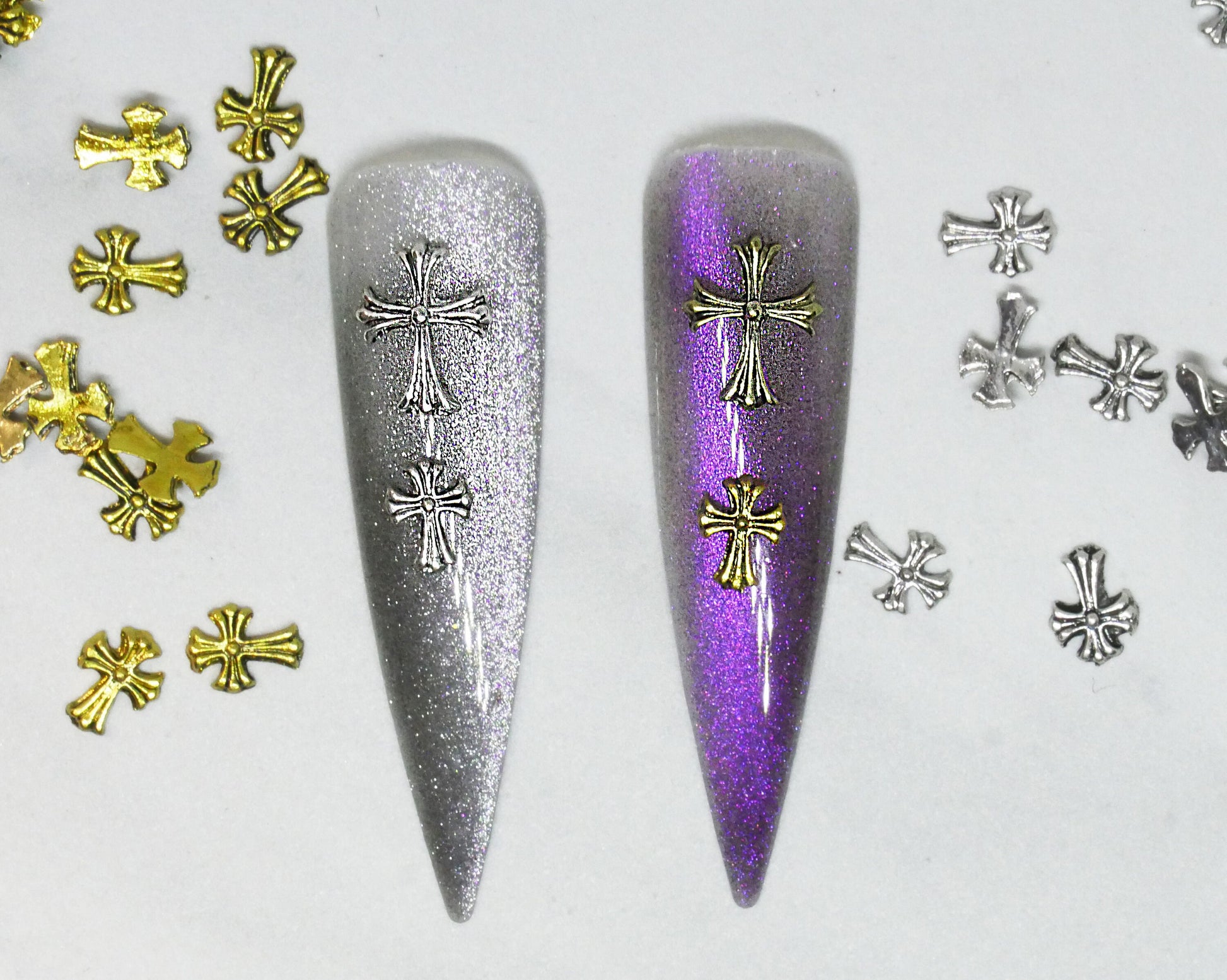 5pcs Antique Cross nail decoration/gold silver Christian Nail DIY deco/ Cross charm for nail gel and polish design