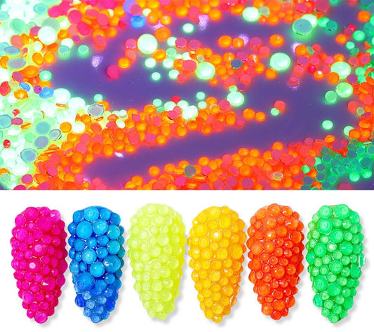 Mixed Glow in the Dark Neon Rhinestone/ Non Hot fix flat back nail Art Deco