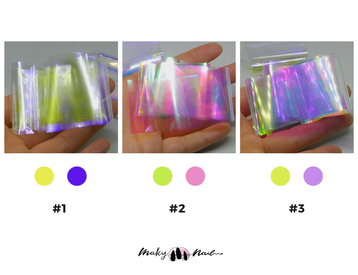 100 cm Aurora Candy Paper Nail Art Decal/ DIY Polar Lights nail mirrored design/ Chameleon Ice Paper Nail Supply Nail polish UV gel