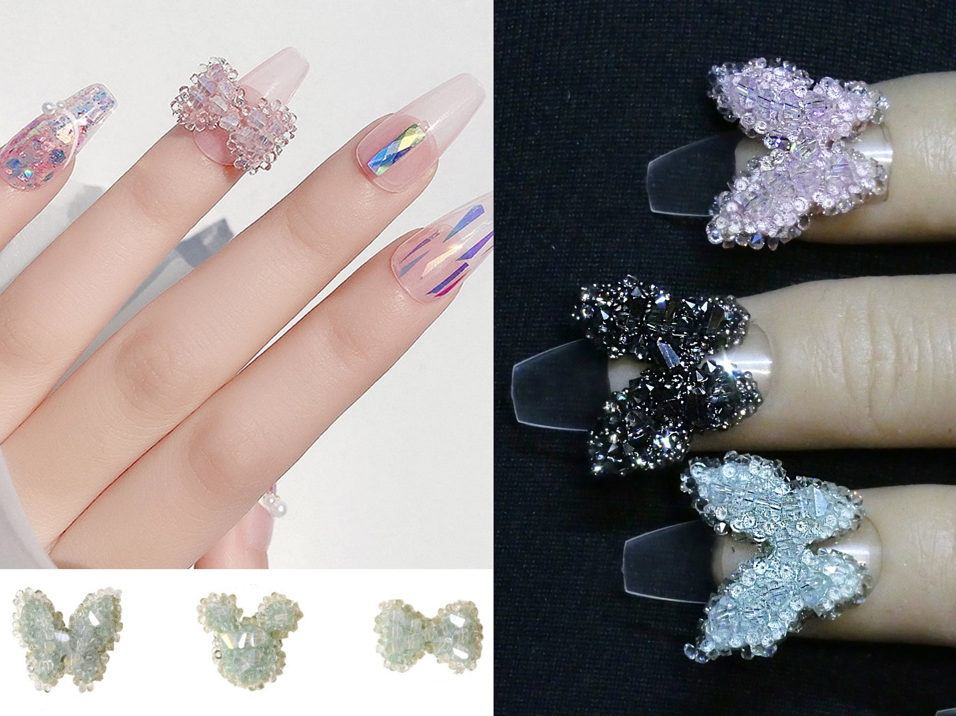 Beading Nail Ornament Decal/ 3D Handmade Instagram Influencer Nail Jewelry Fairy Tale Nail Art Mickey Mouse Butterfly Bow Tie