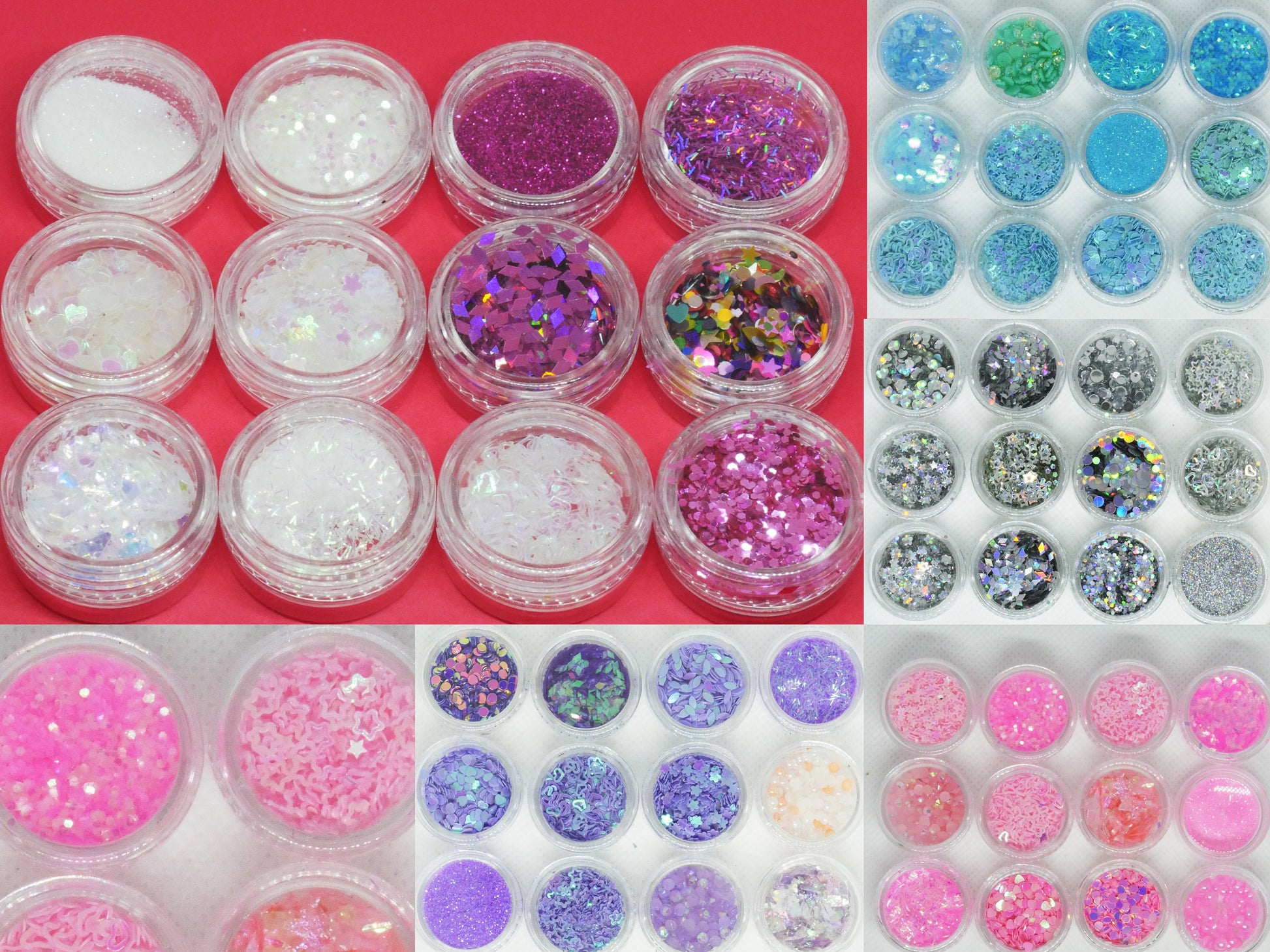 12 jars Mixed Starry Holographic Laser Glitter Dust Nail Powder Sequins Manicure Nail Art DIY Sparkles Decor for UV gel make up crafts