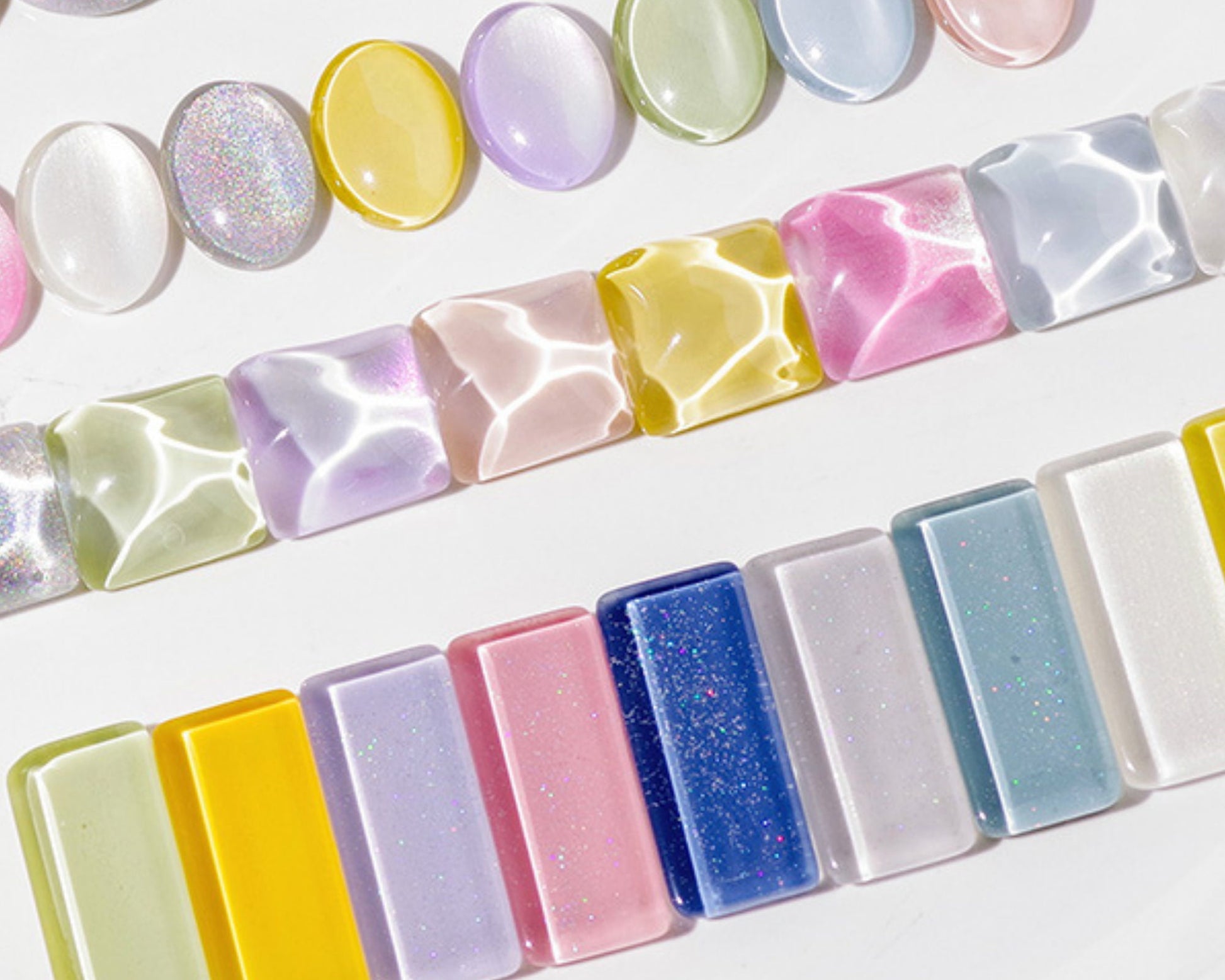10 pcs Glass Nail Color Display Card/ Nail Salon Show Case Color Swatch for Nail polish UV Gel Heart Wave Round Crystals