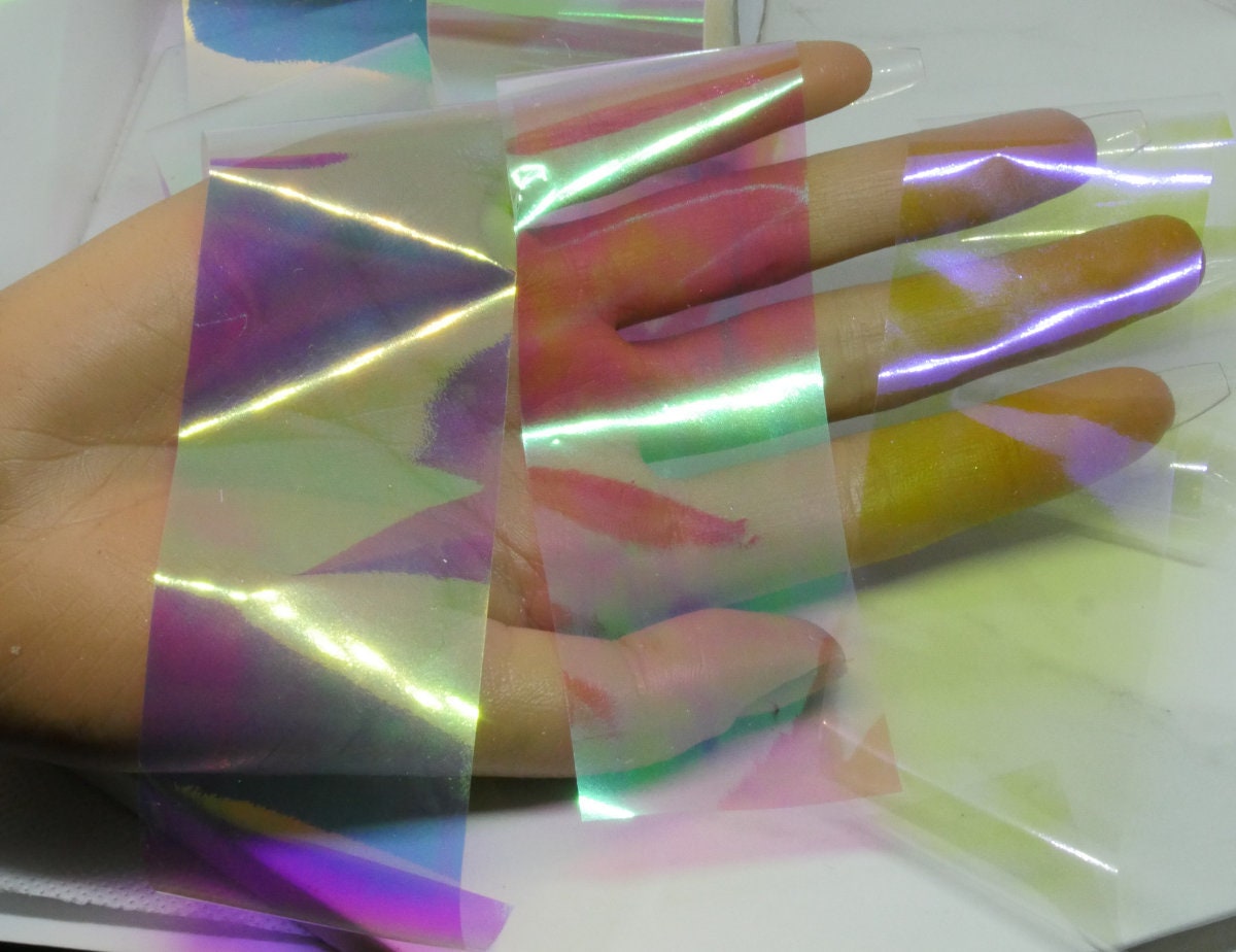 100 cm Aurora Candy Paper Nail Art Decal/ DIY Polar Lights nail mirrored design/ Chameleon Ice Paper Nail Supply Nail polish UV gel
