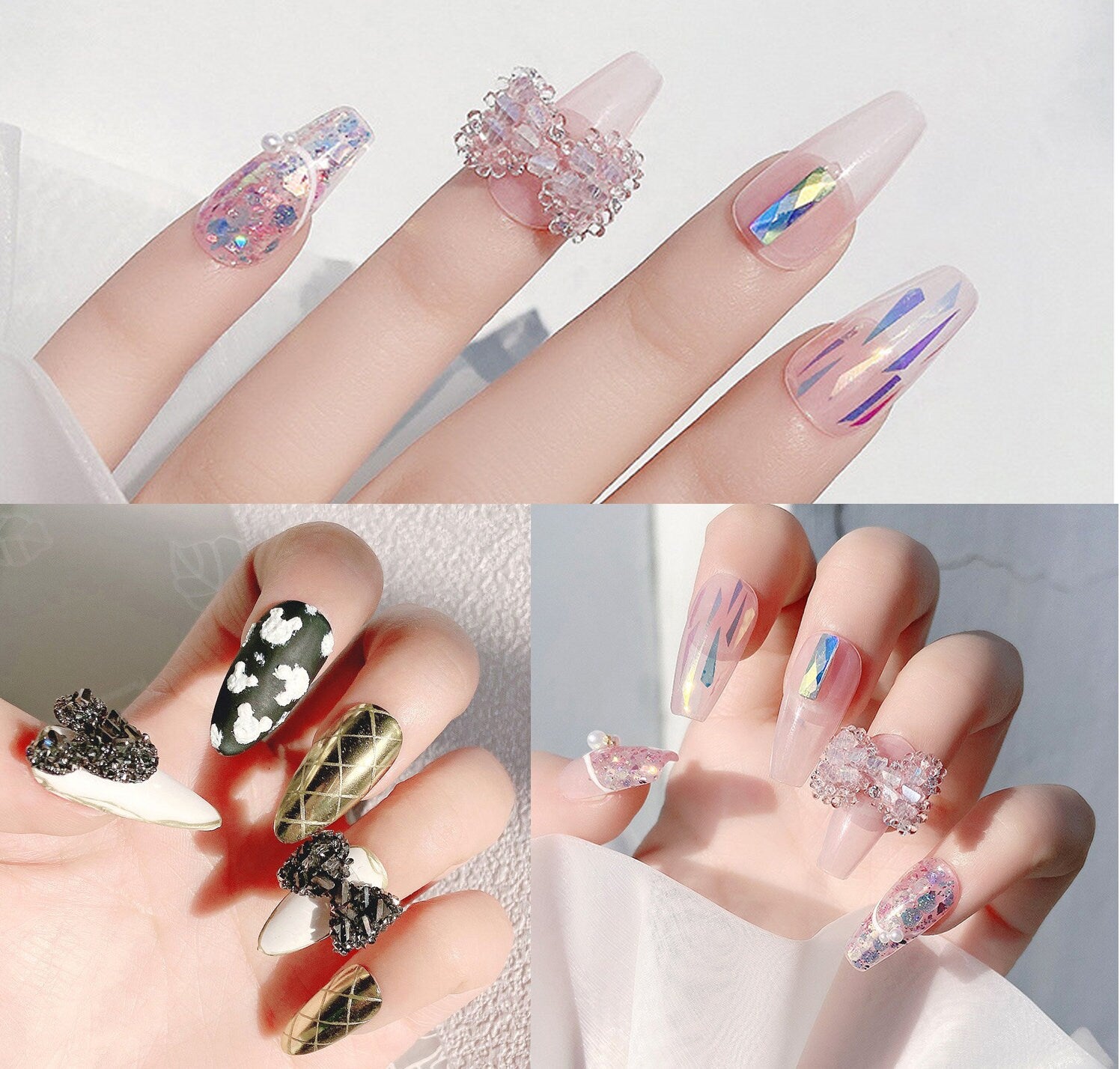 Beading Nail Ornament Decal/ 3D Handmade Instagram Influencer Nail Jewelry Fairy Tale Nail Art Mickey Mouse Butterfly Bow Tie