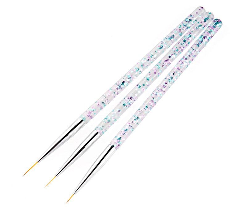 3 pcs Nail Brush Set for Detailing Striping Nail Art Brushes, liner brush, Painting Brushes set/ Crystal Pen- holder Nail Supply Tools