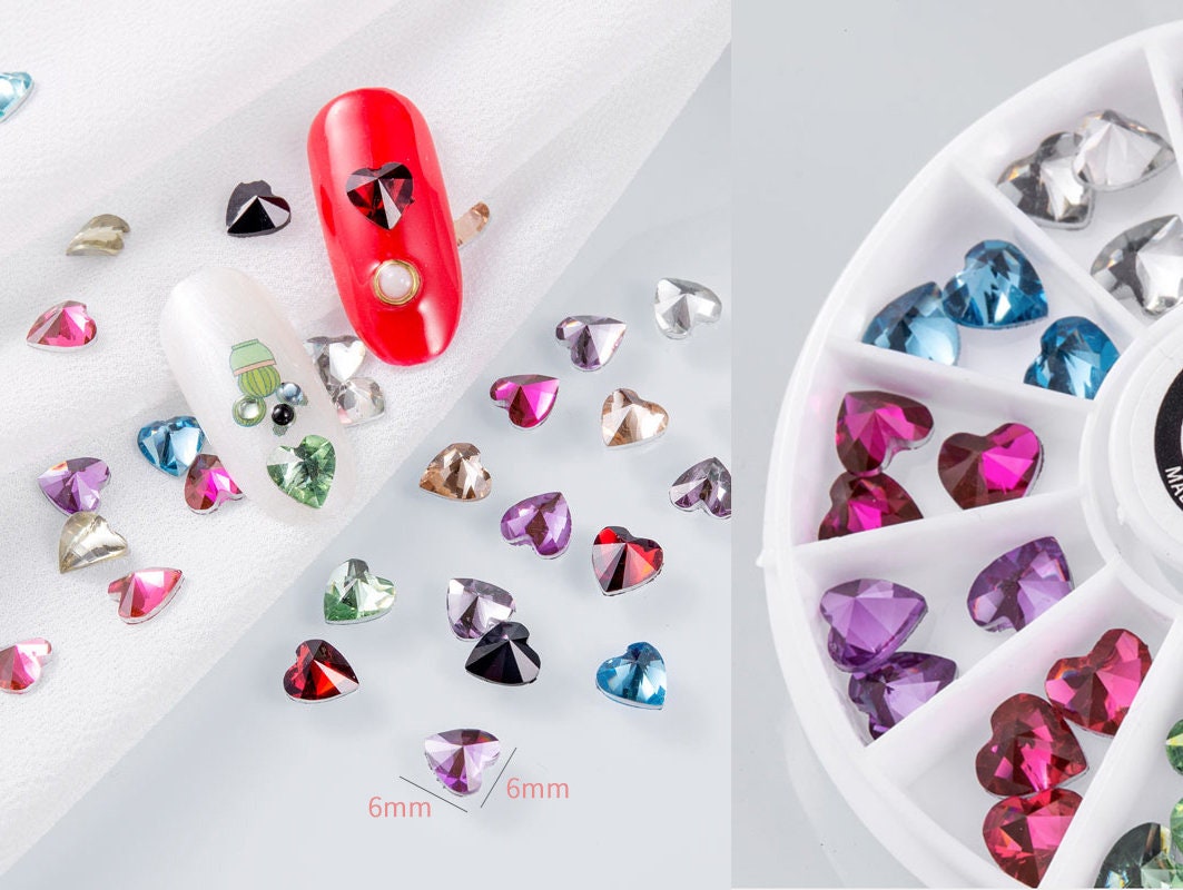 36pcs 3D Heart Shaped Nail Charms Nail art Jewelry Accessories Decal Valentine's Day Nail supply