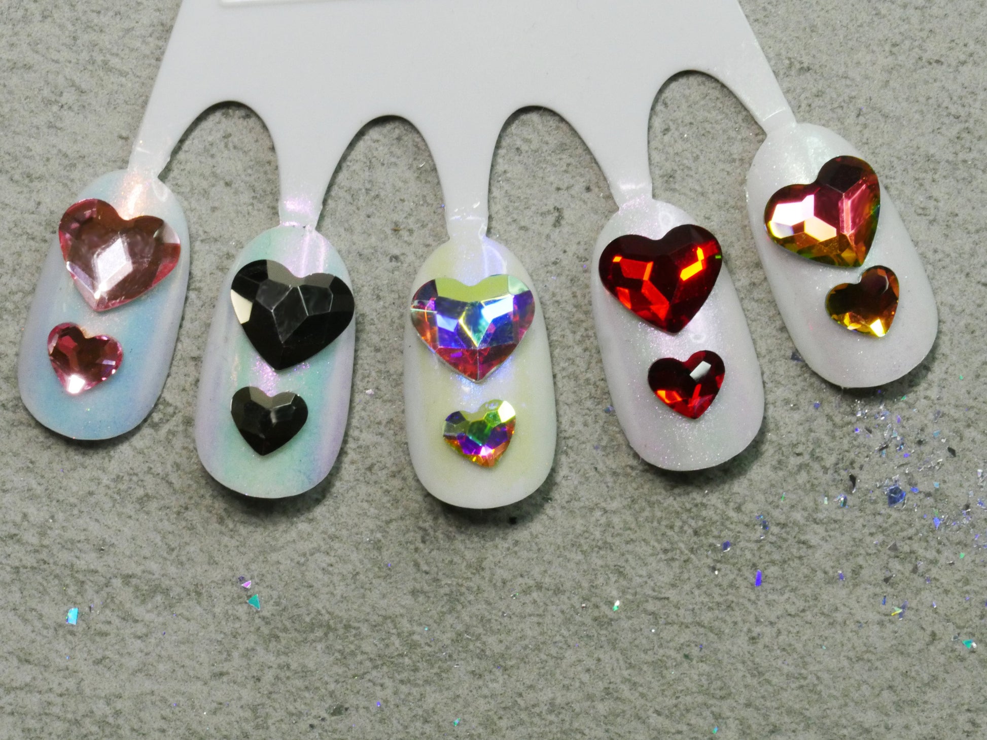 10 pcs 3D Heart Shaped Nail Charms Nail art Jewelry Accessories Decal/ Super Shine Bling Hearts Nails Supply