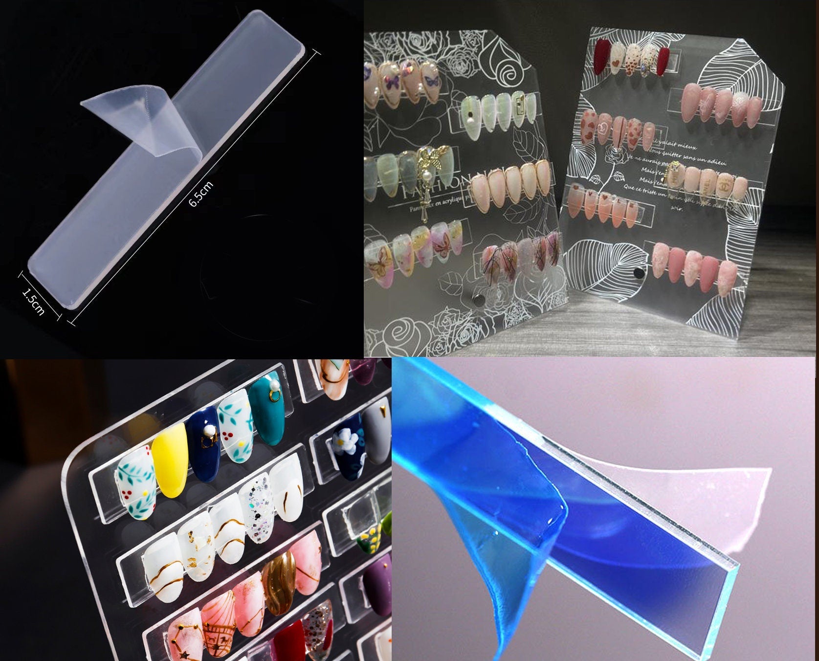 20 pcs acrylic-based nail display holder/ Transparent False Nail Tips display board/  Clear Display Stand Clear Acrylic Holders