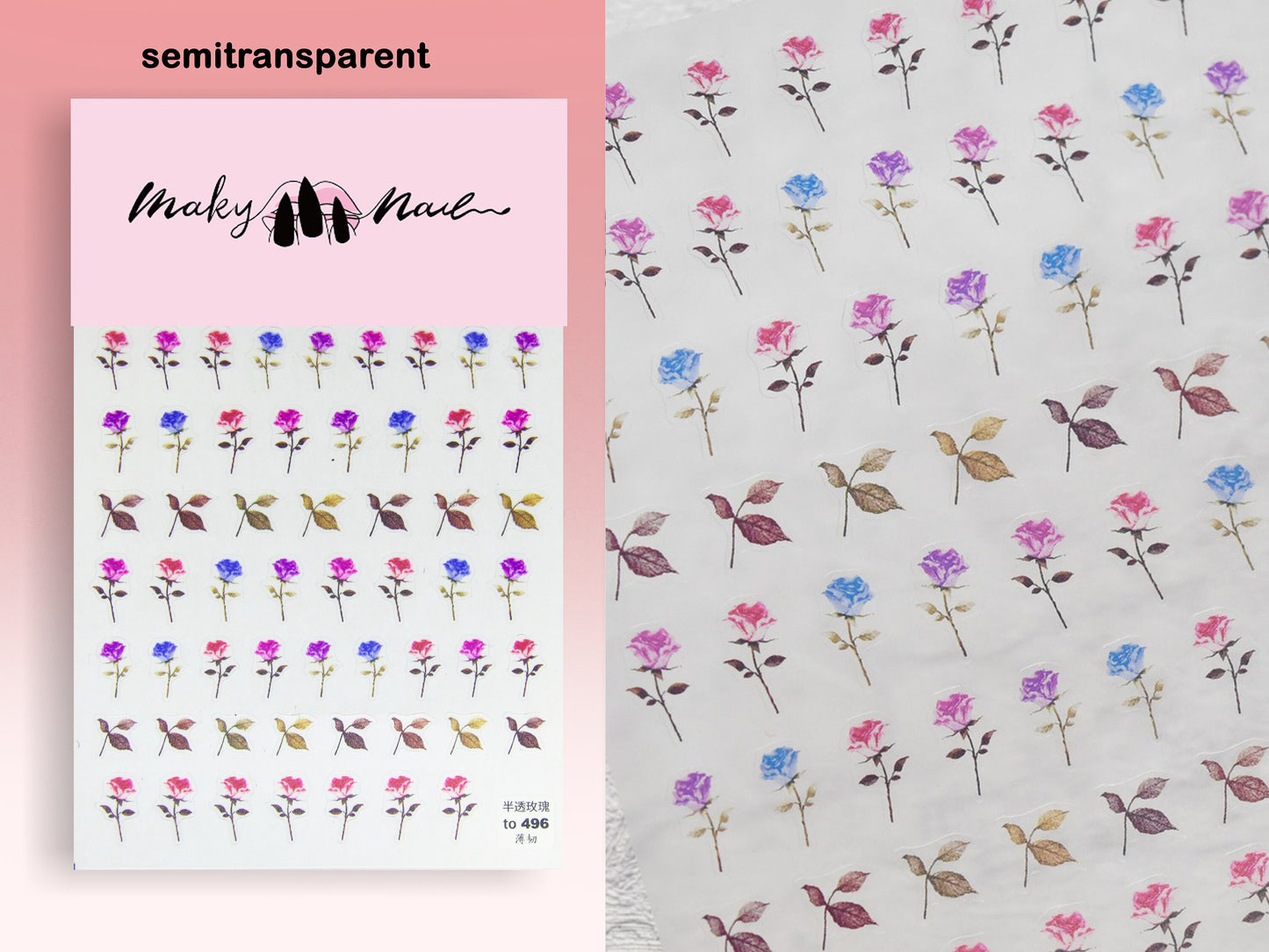 Flower Bouquet Theme nail sticker/ wild flower and leaf 1 Sheet 3D Nail Art Stickers Self Adhesive Decals/ Woodland Miniature Floral Nail