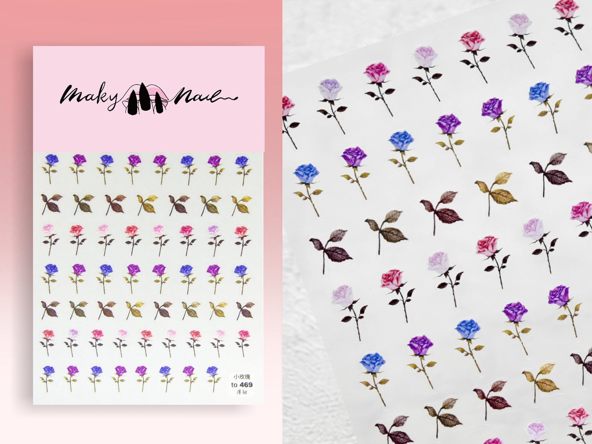 Flower Bouquet Theme nail sticker/ wild flower and leaf 1 Sheet 3D Nail Art Stickers Self Adhesive Decals/ Woodland Miniature Floral Nail