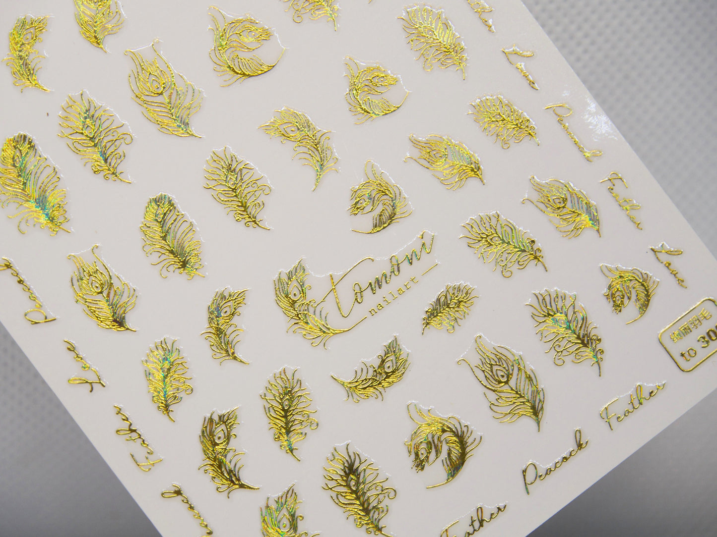 Ultra Thin Gold Silver Feather nail sticker/ 3D Nail Art Stickers Self Adhesive Decals/ Feathers Nail Metallic Royal Design Easy Peel Off