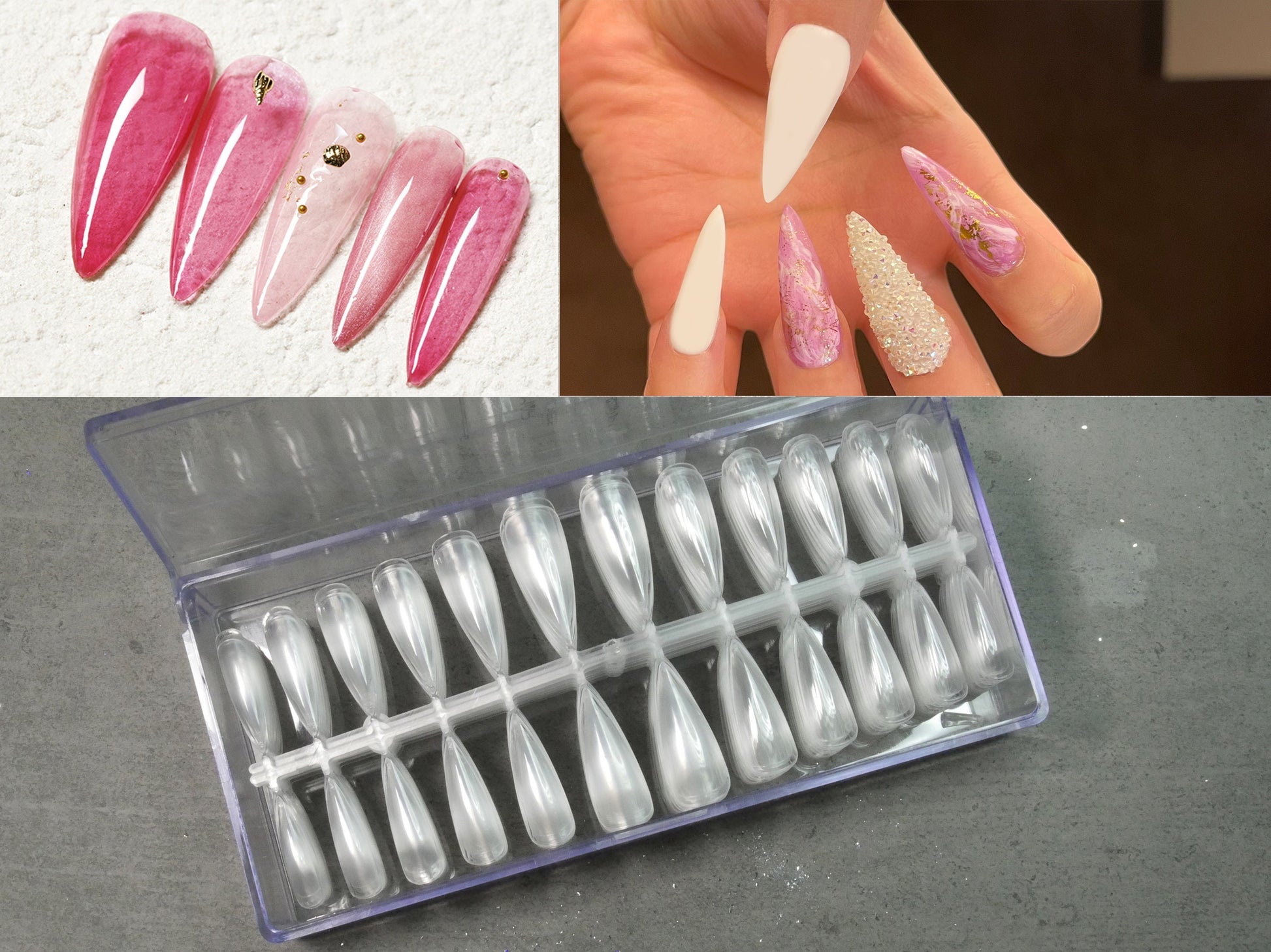 504pcs Soft Gel Tips Full Cover Coffin Stiletto Press on False Fake Nails Tips nail well tips/ Clear full Acrylic Nail Polish Manicure