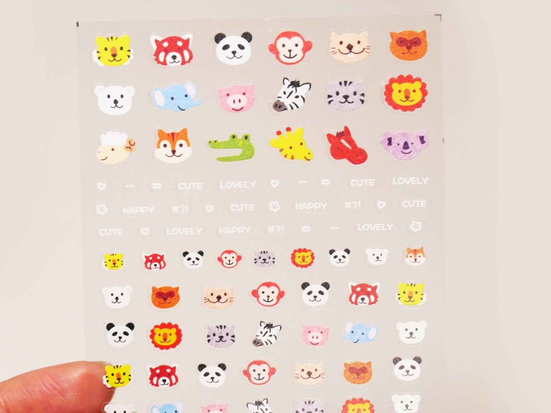 Cute Animals nail sticker/Pro 3D Embossed Bunny Bear Panda Kids Stickers Self Adhesive Decals/ Ultra thin Lovely Zoo Safe peel off sticker