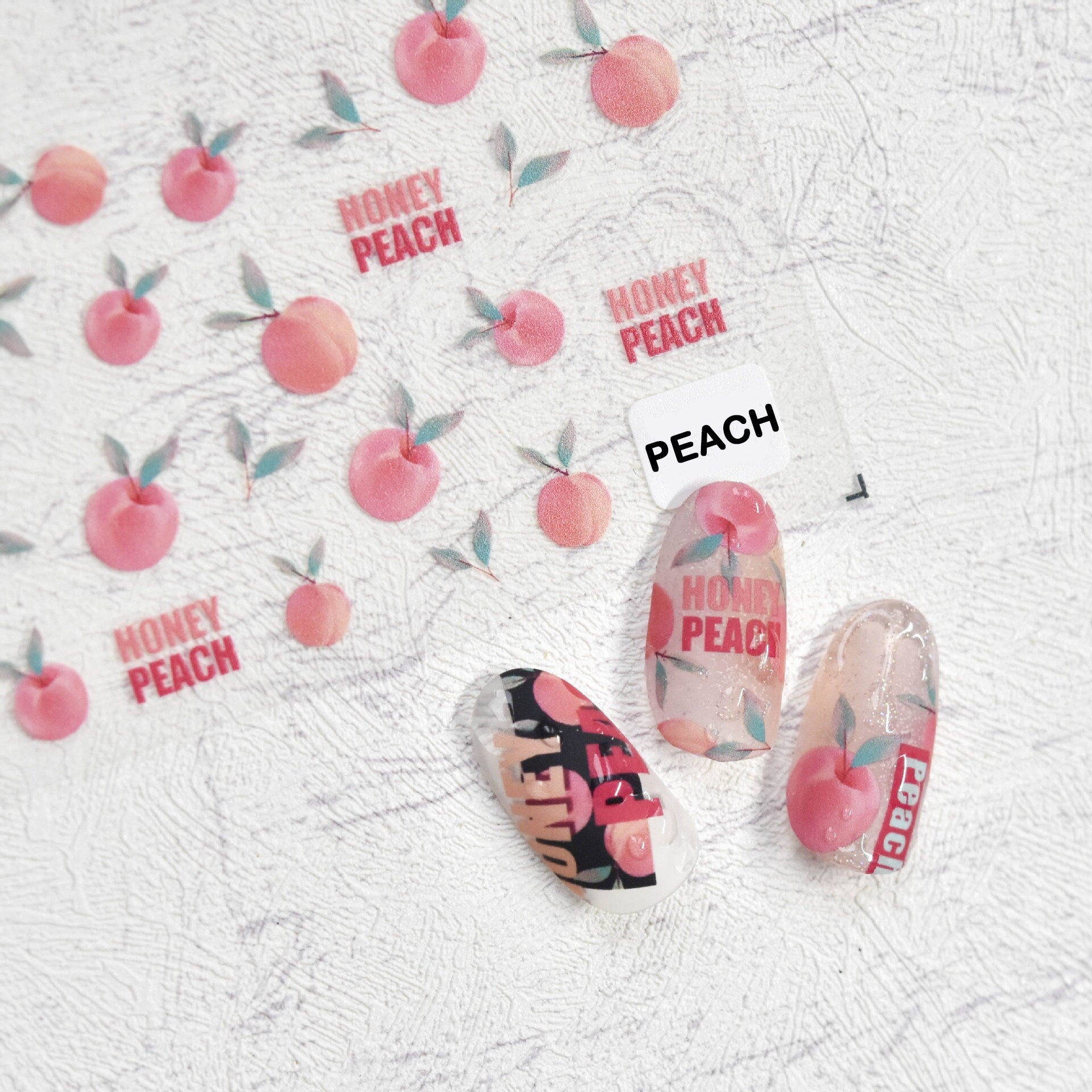 Peach Nail Art Sticker/ Lemon fruits DIY Tips Guides Transfer Stickers/ Cocktail nail transfers Sticker/ Pink UV gel polish manicure stencil