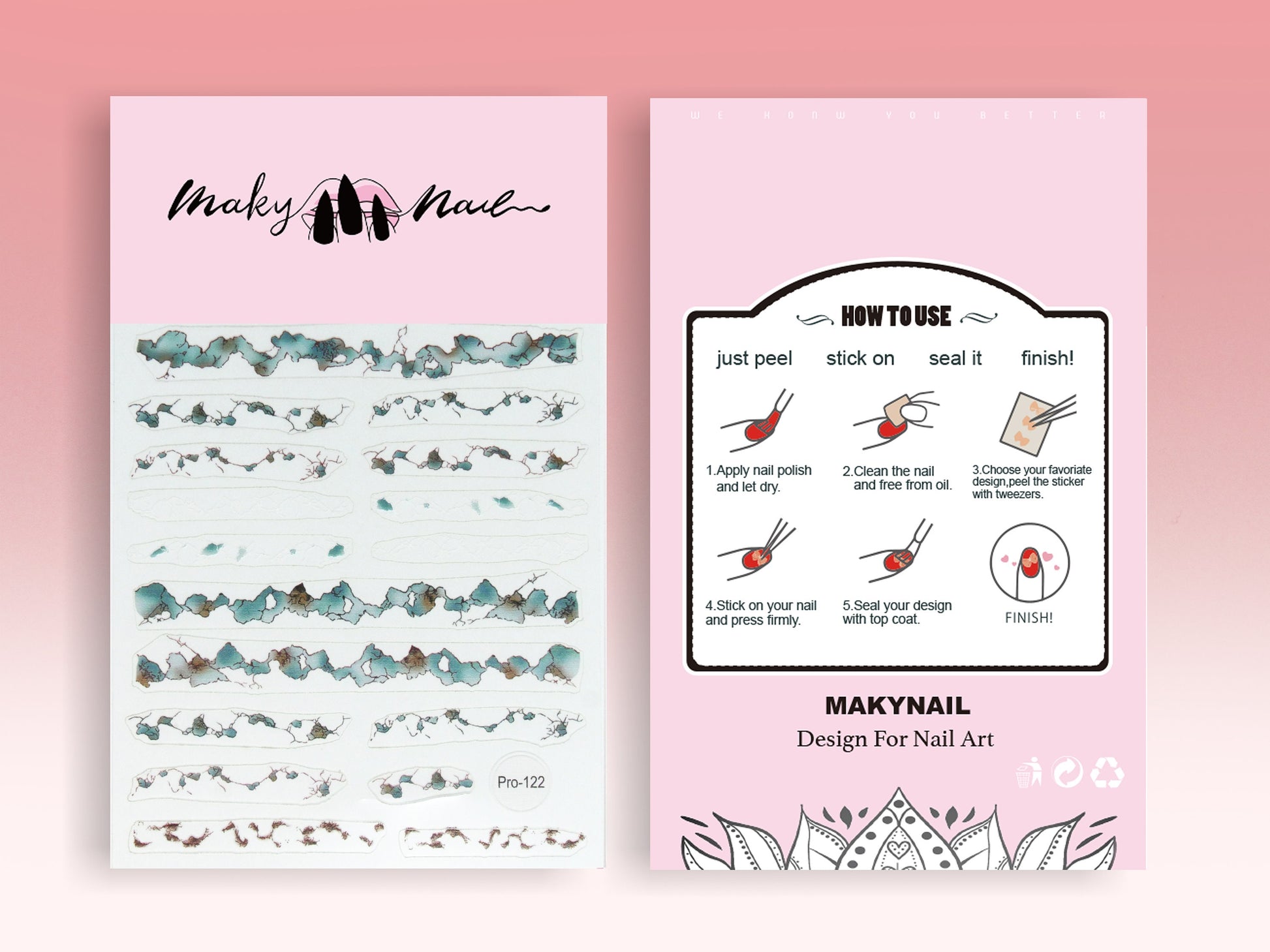 Blue Marble Vein Ultra Thin Nail art stickers/ 4D Strip line 3 Nail designer collection nail decals/ Natural Stone pattern Nail supply