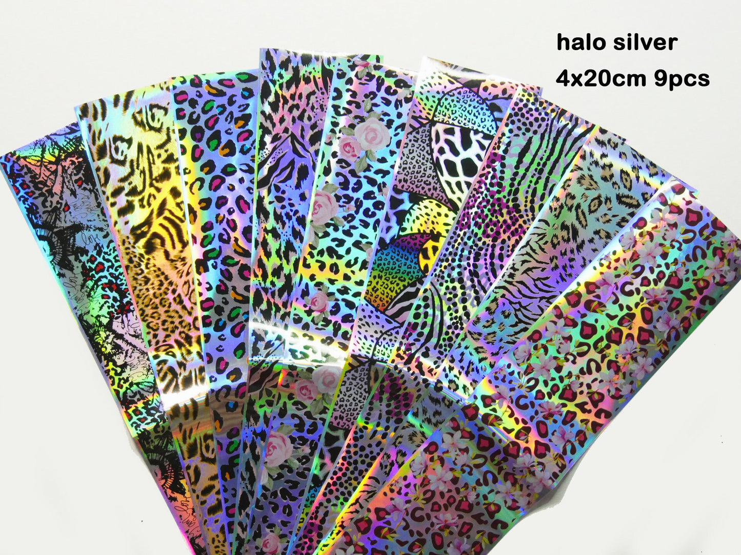 10 pcs Leopard Print Metallic transfer paper Foil Nail Art Sticker Decal/ Animal pattern DIY Golden nail transferring mirrored foil design