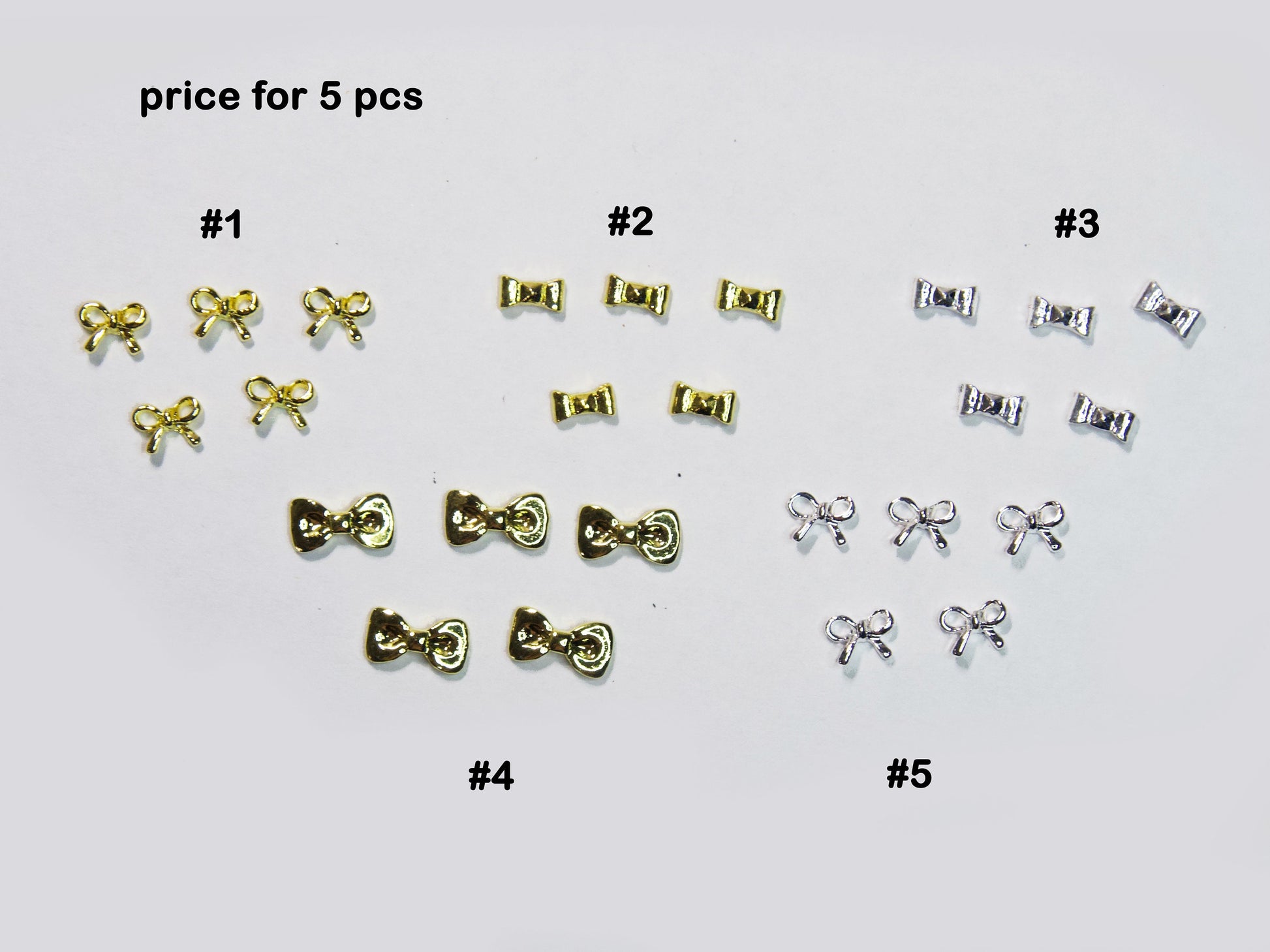 2 pcs 3D Metallic Silver Rhinestone nail studs