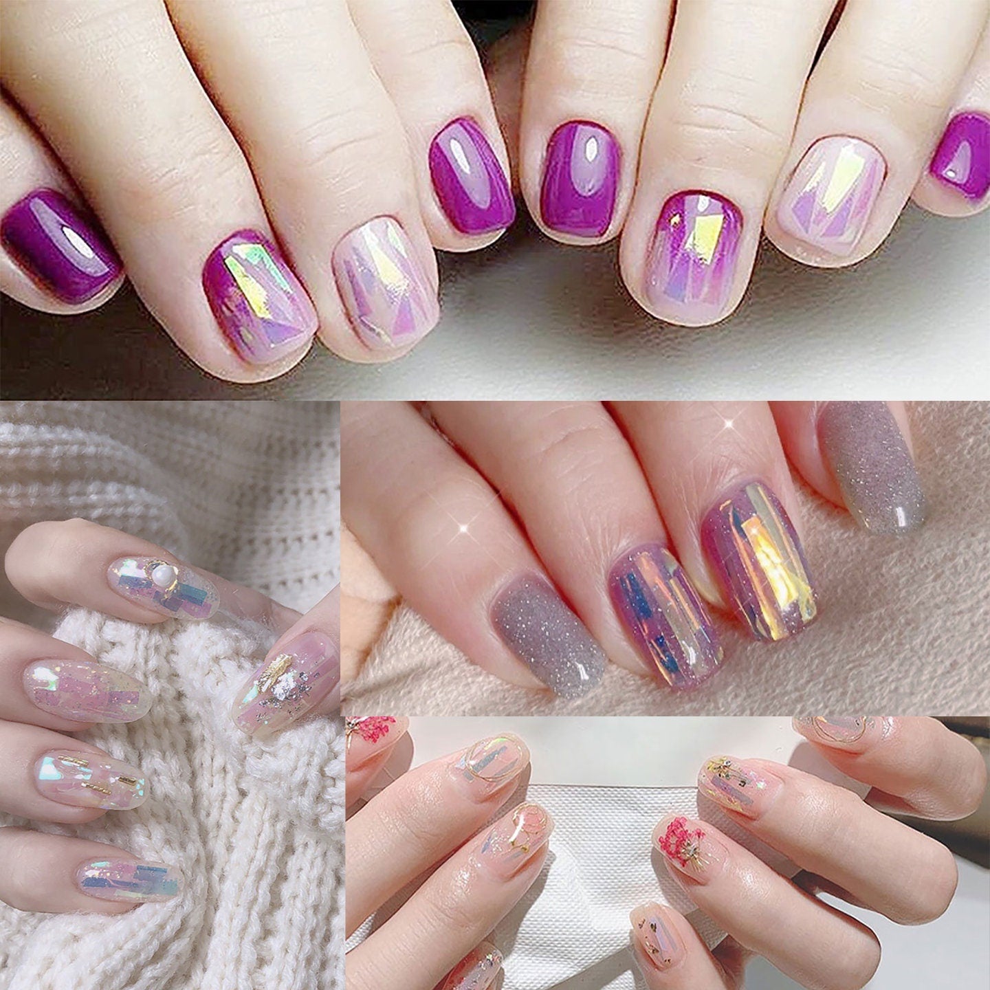 Glass Candy Paper Nail Art Decal/ DIY Polar Lights nail mirrored design/ Aurora Chameleon Ice Paper Nail Supply Nail polish UV gel