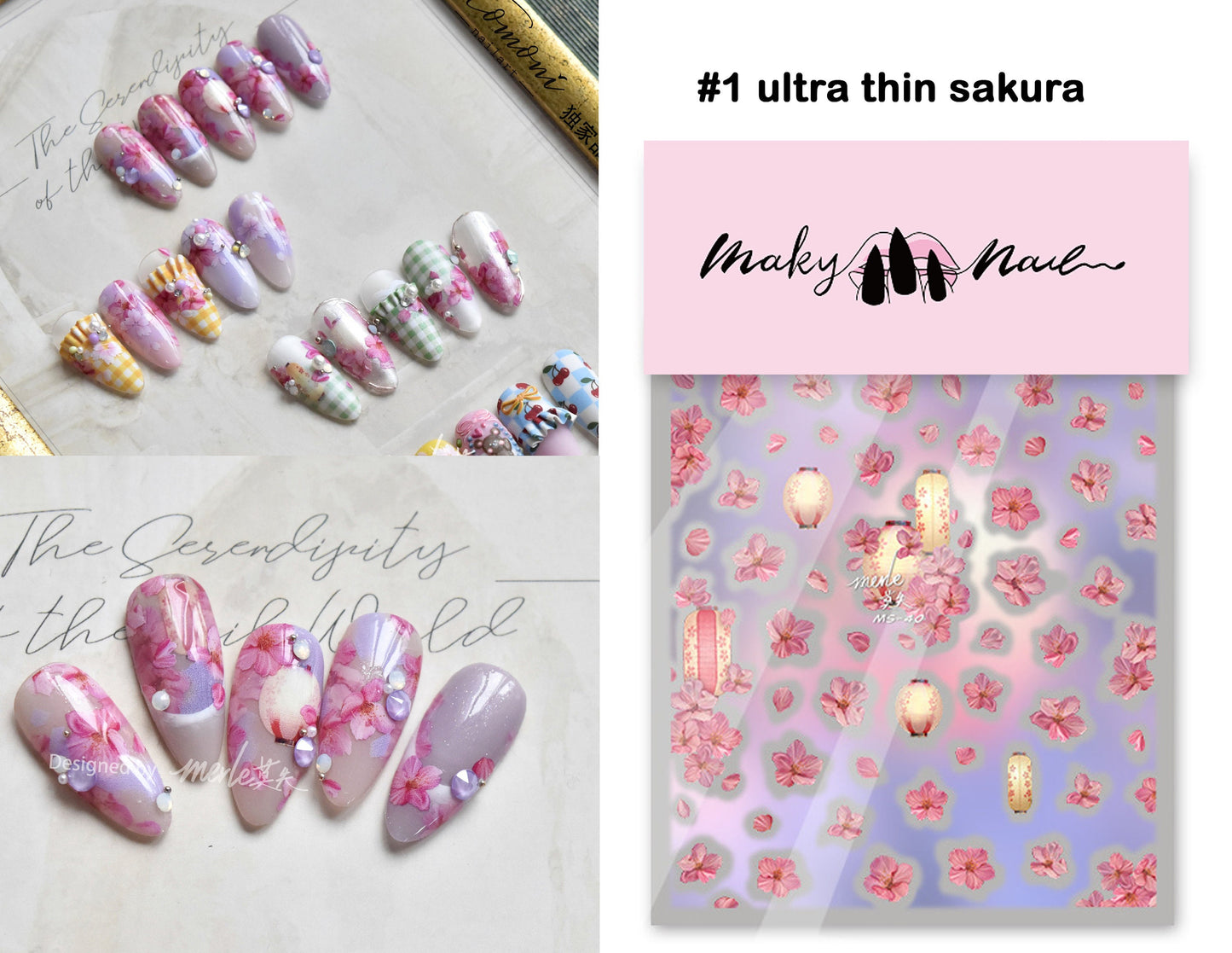 Oriental Cherry Blossom Nail Art Sticker/ DIY Tips Guides Transfer Stickers/ Pink sakura flower Sticker/ plum blossom manicure stencil
